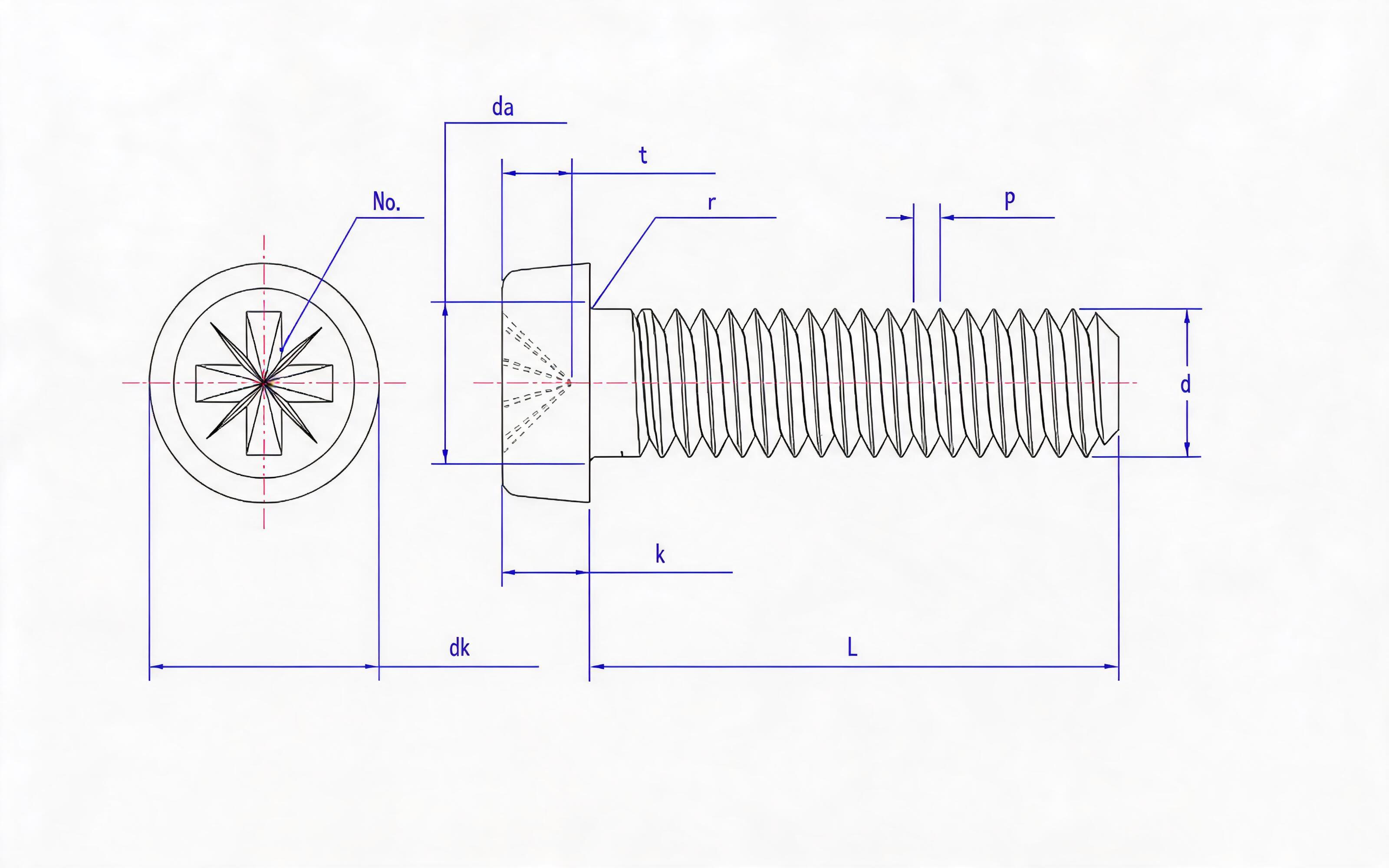 RAISED HEAD SCREW (Z-SLOT) Standard Drawing