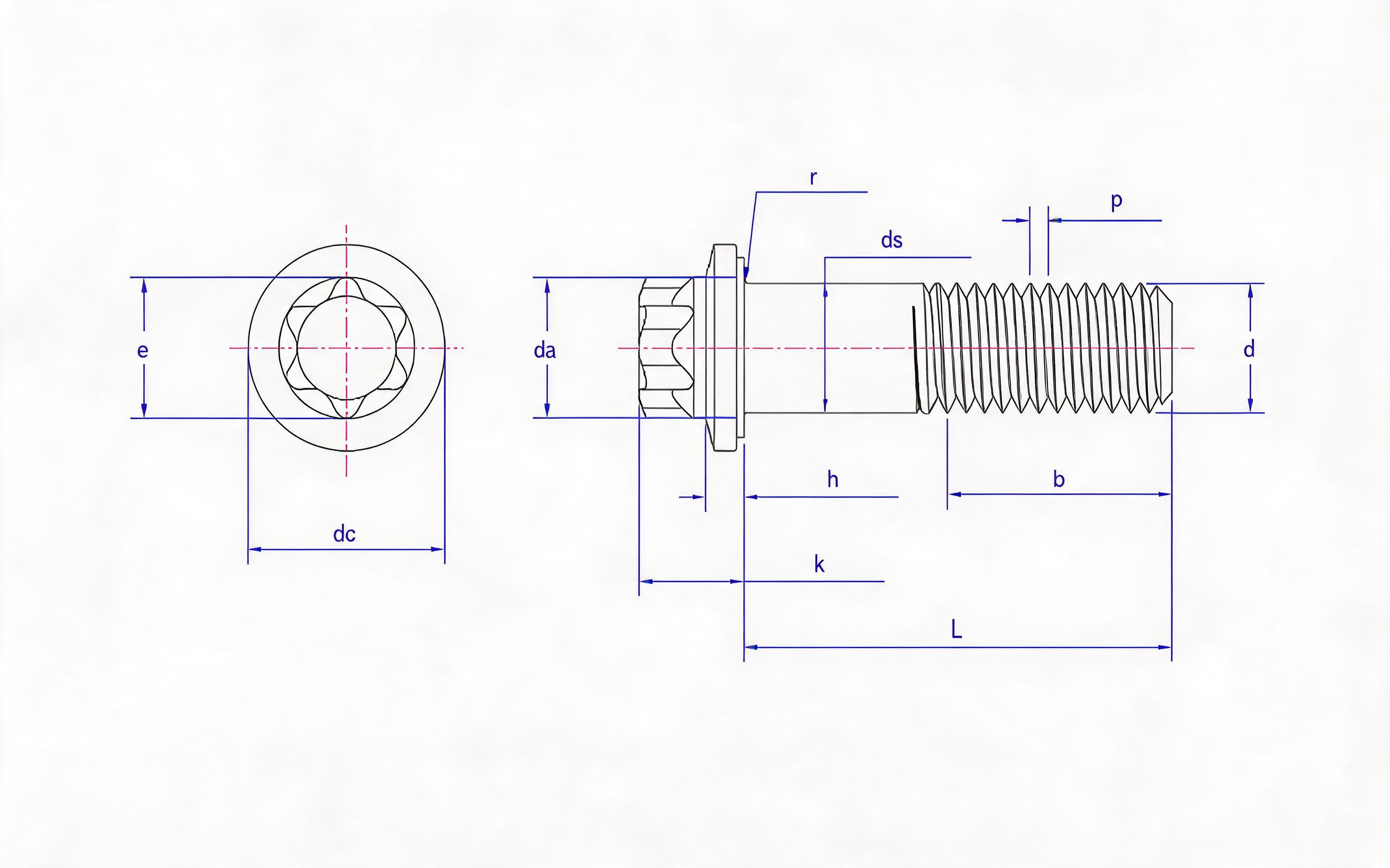 Torx head small flange bolt Standard Drawing