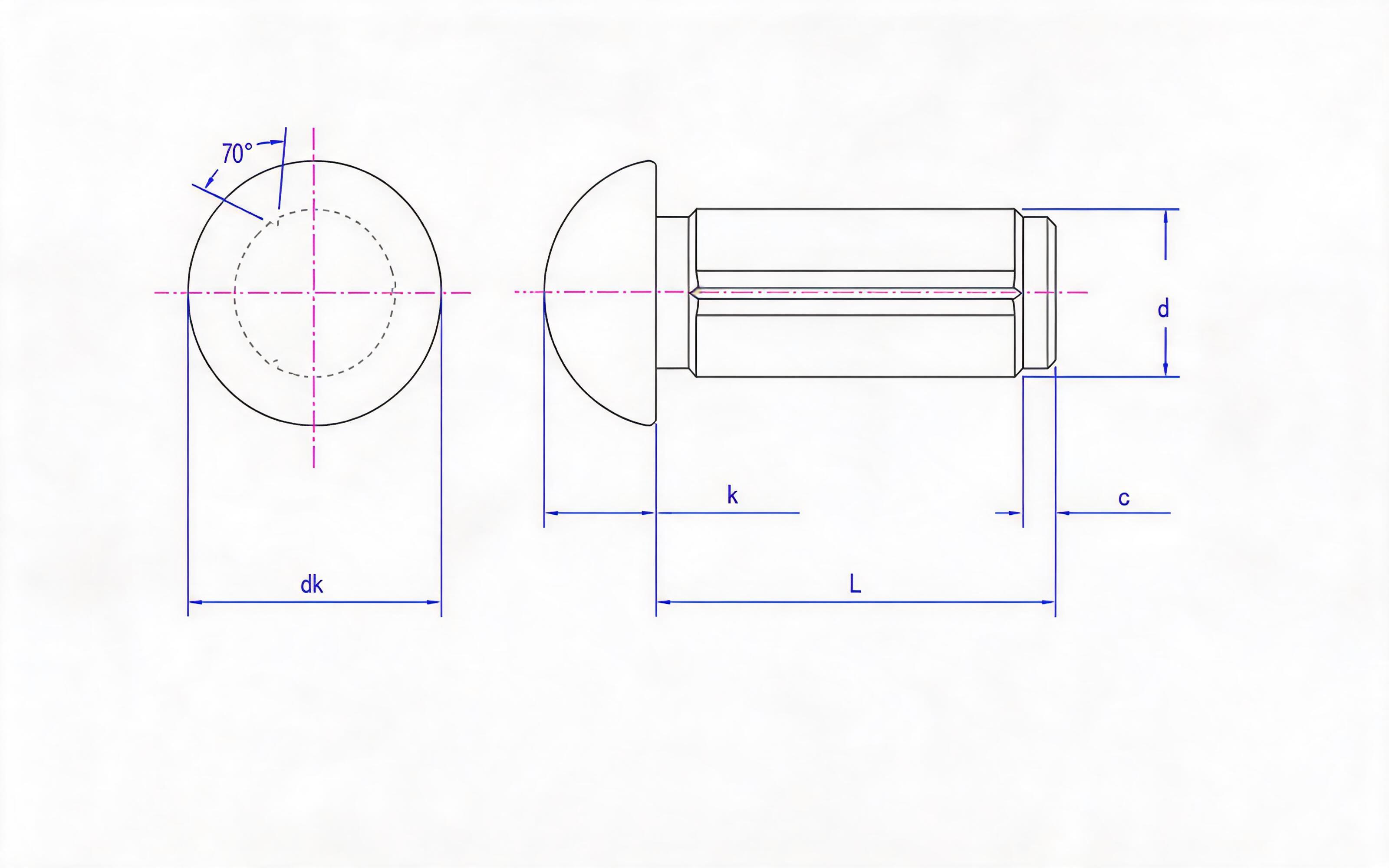 Round Head Slotted Pin (Type B) Standard Drawing