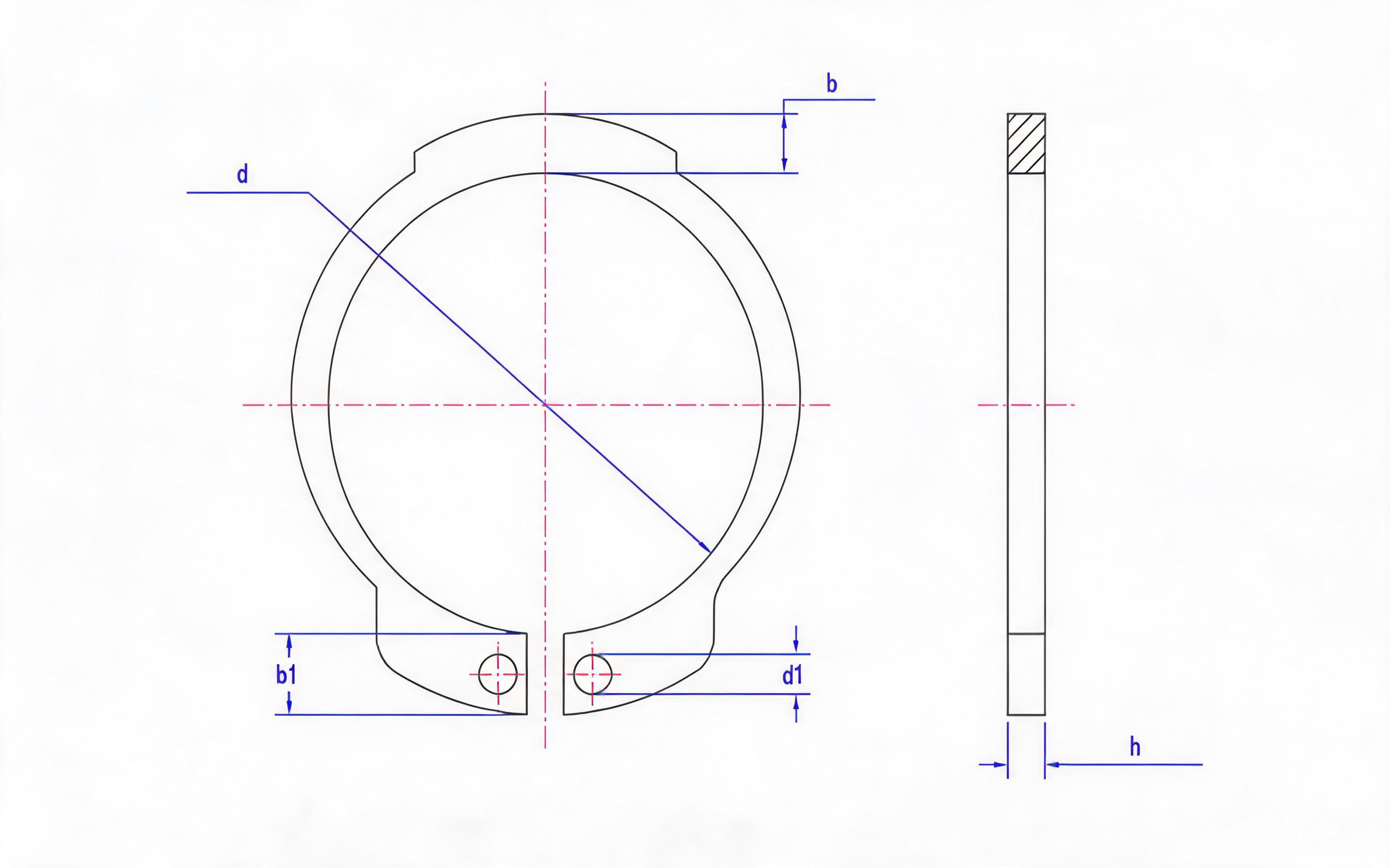 Retaining ring for ordinary shaft (Fig. b, d ≥ 170mm) Standard Drawing