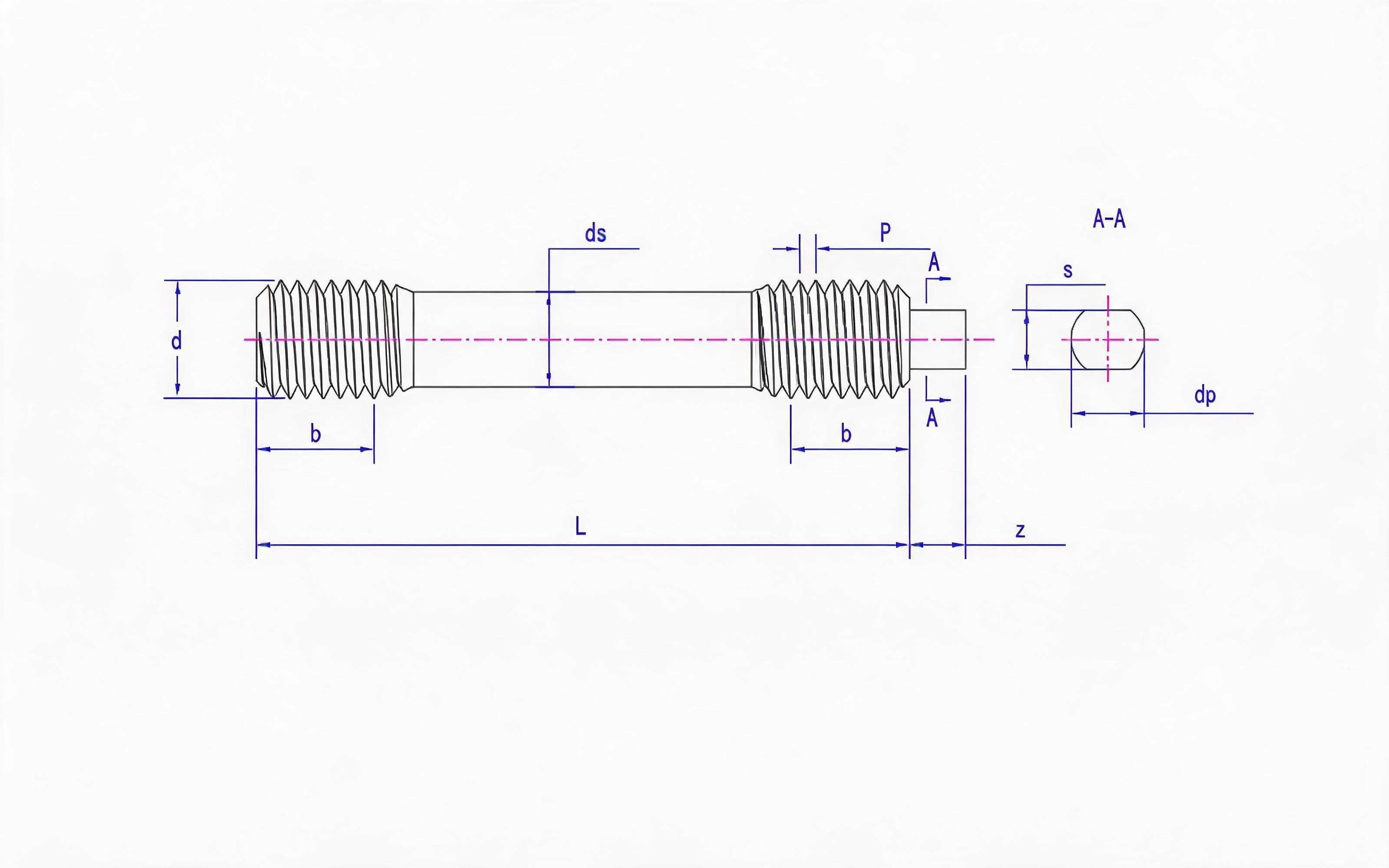 S double-head equal-length thread stud (d ≤ 56mm) Table 1 Standard Drawing