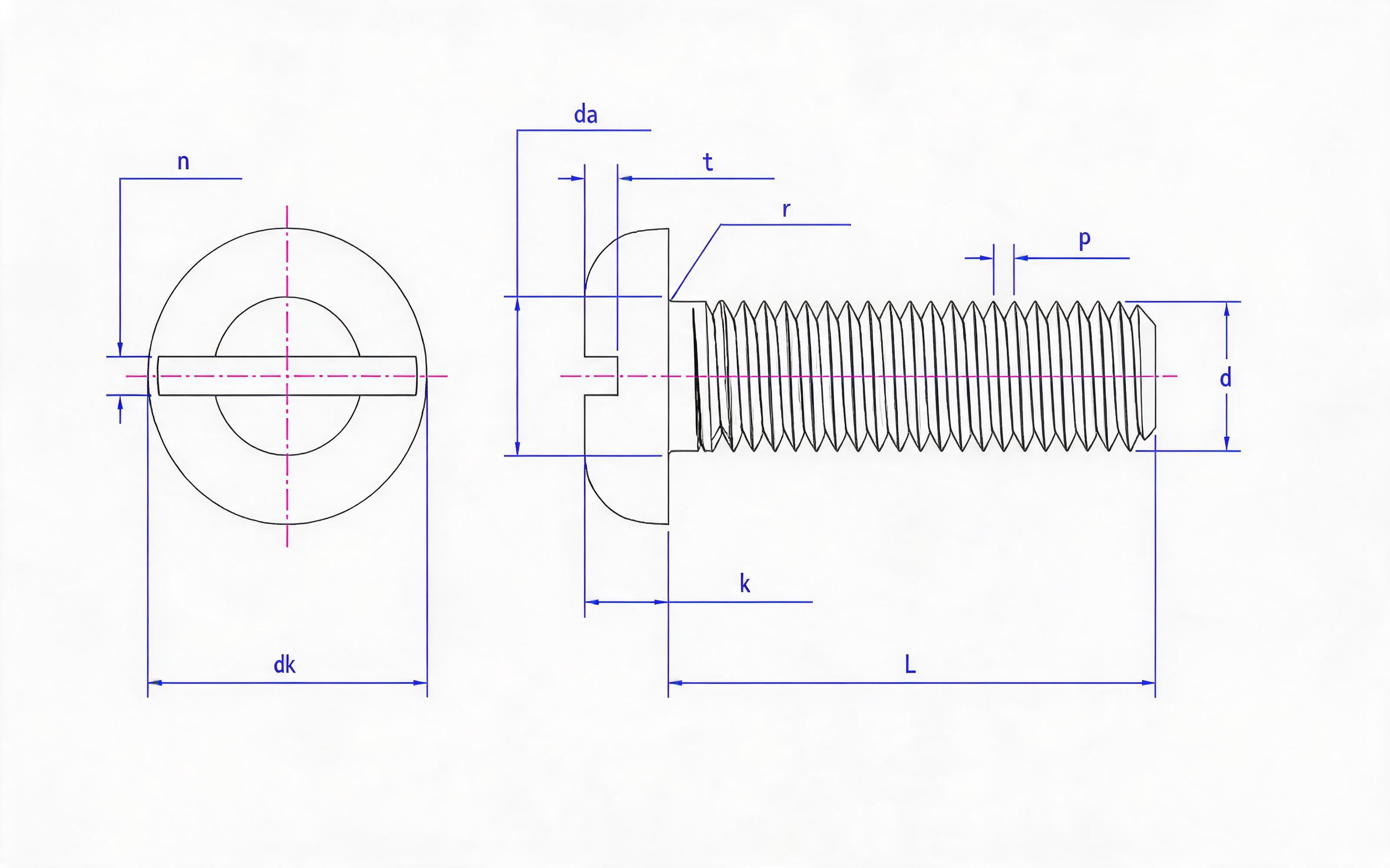 SLOTTED PAN HEAD SCREW Standard Drawing