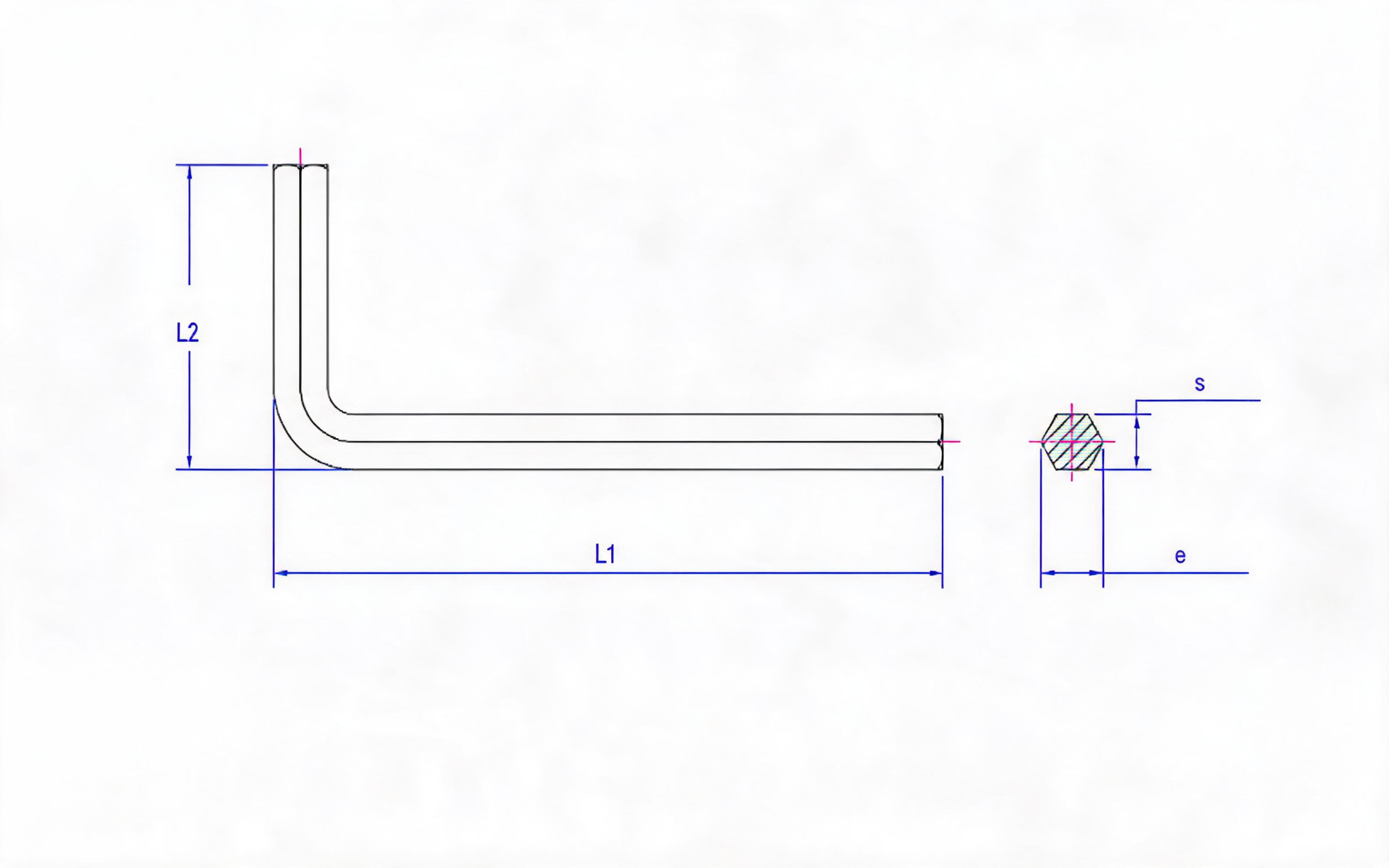 Long hexagon socket wrench Standard Drawing