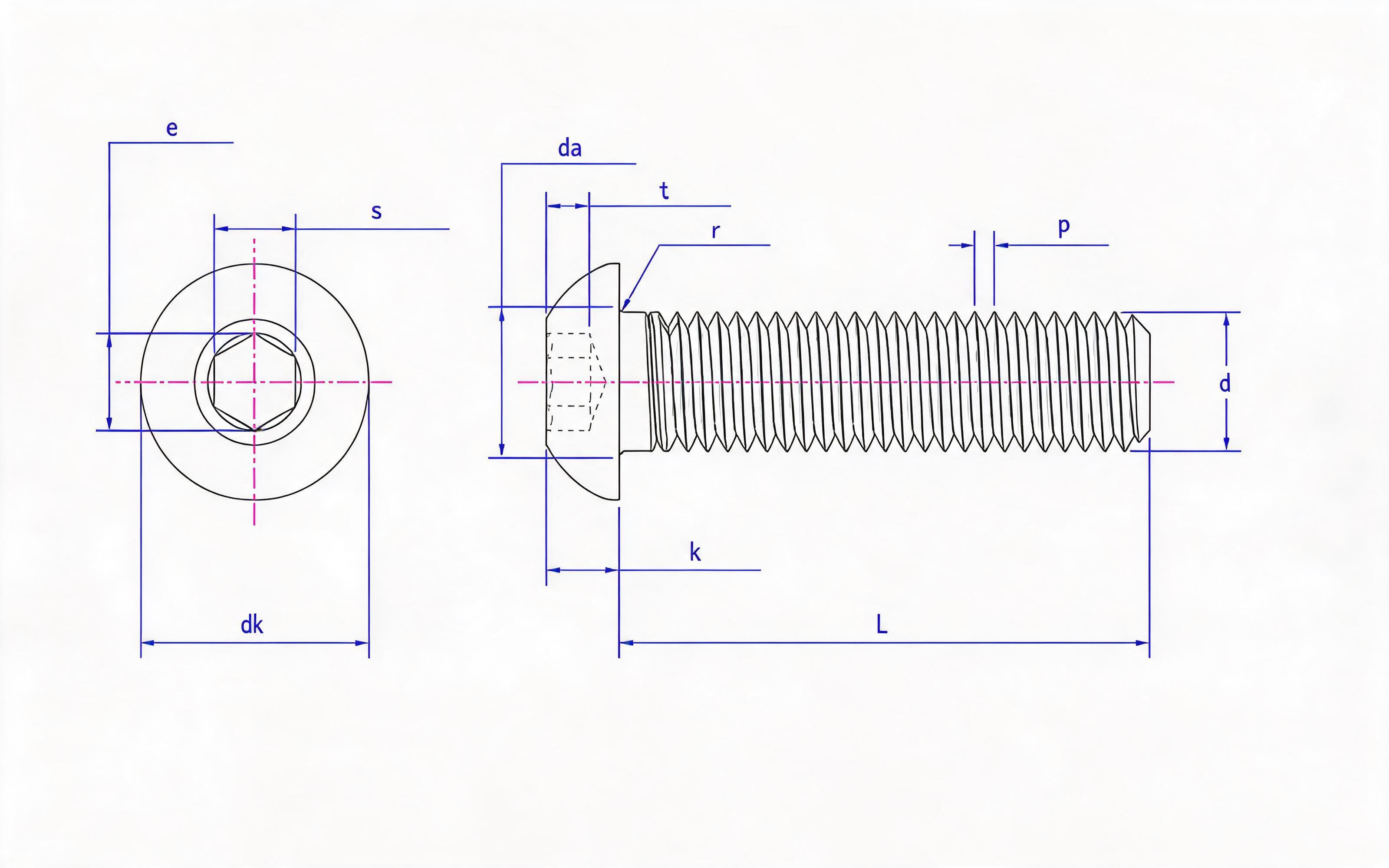 Hexagon socket round head screw Standard Drawing