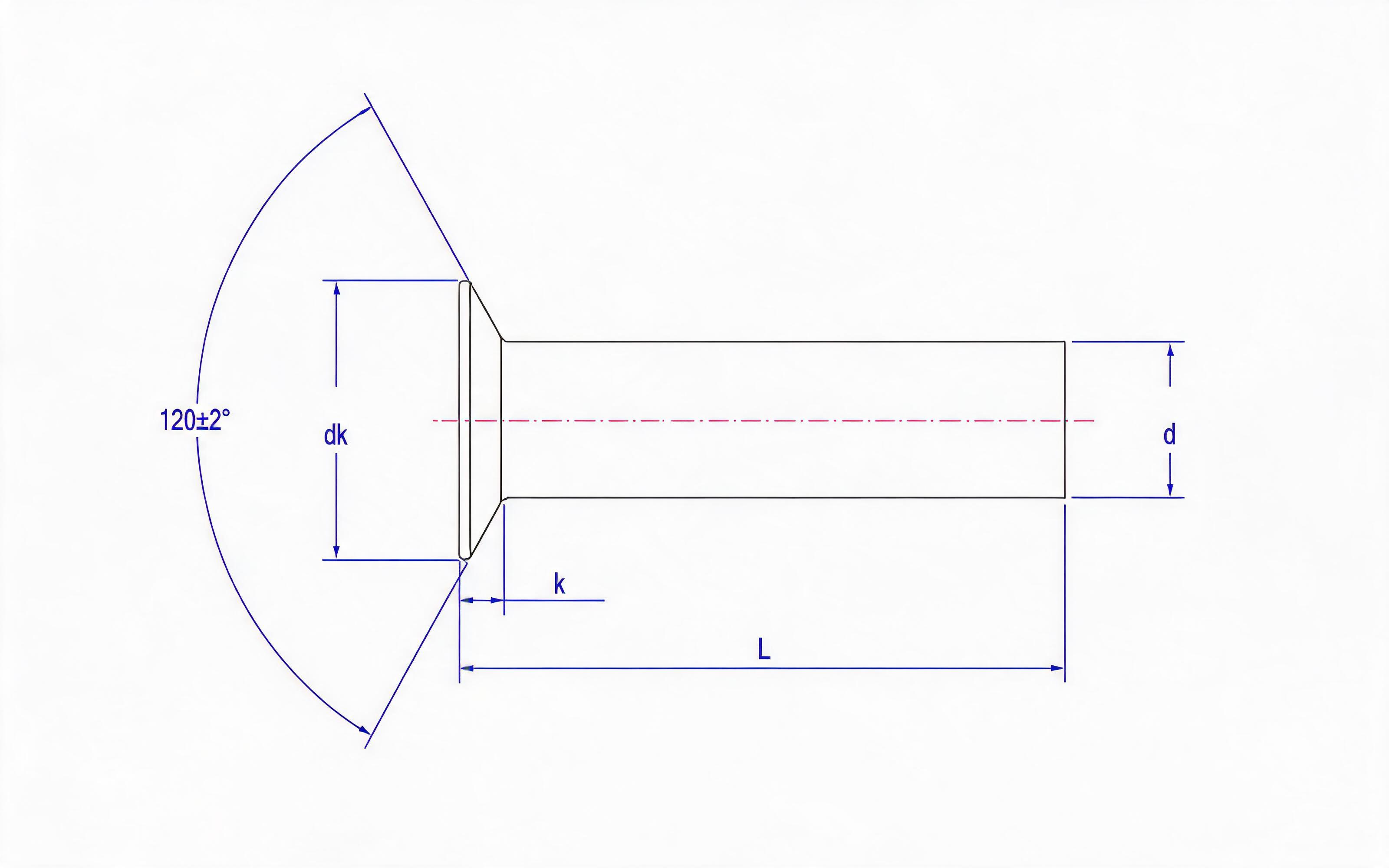 Countersunk head rivet Standard Drawing
