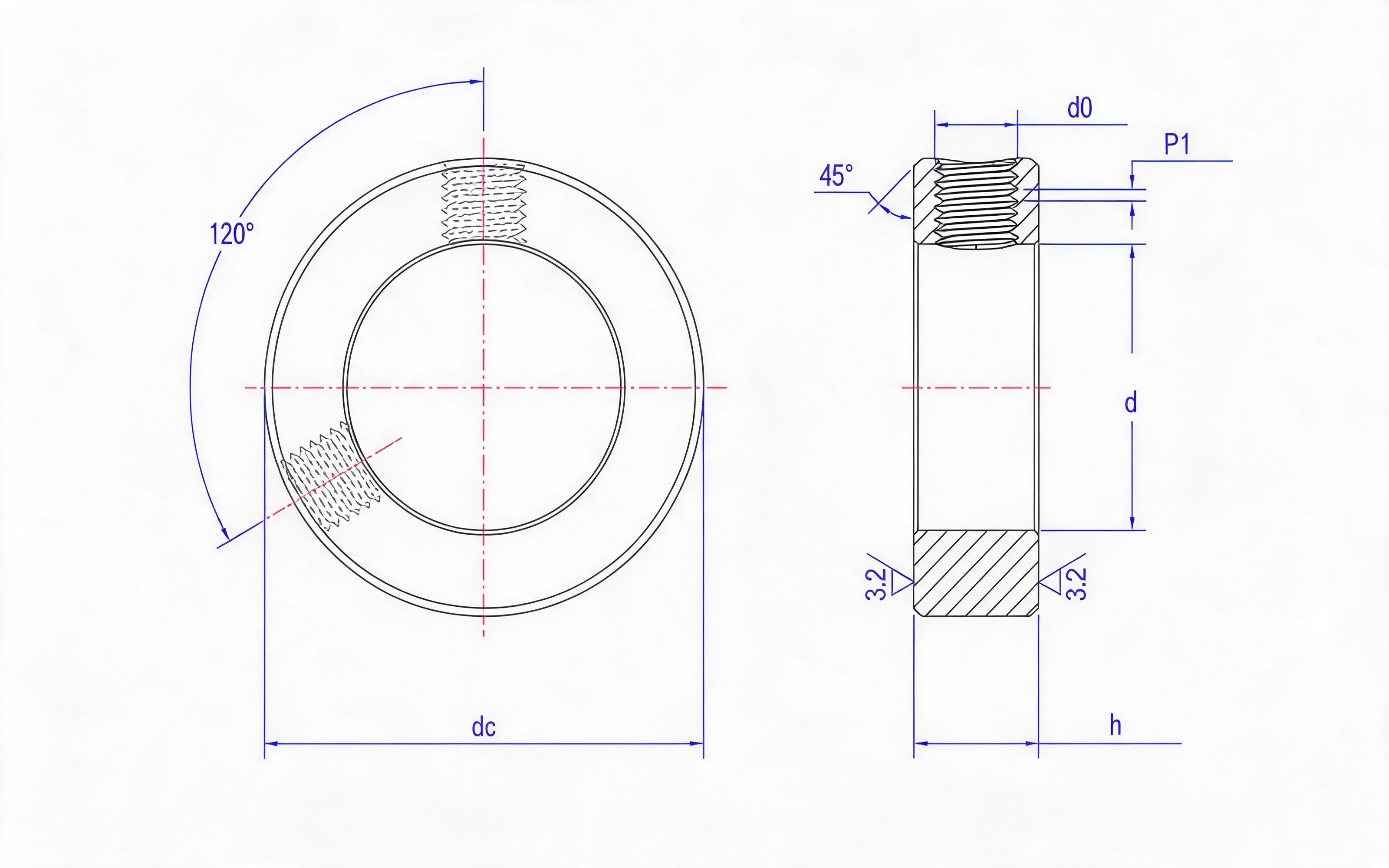 Screw lock retainer ring (d_30mm) Standard Drawing