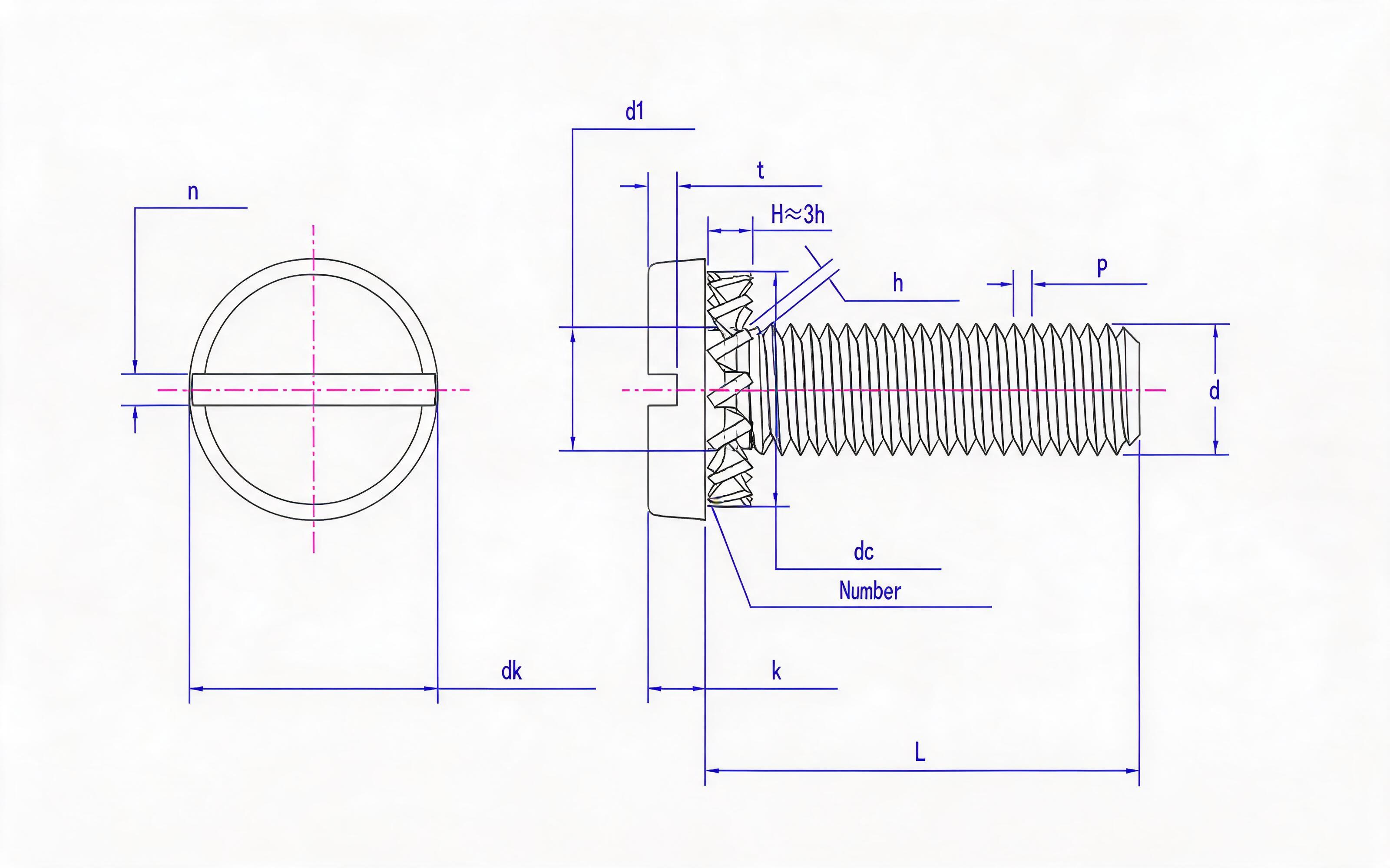 Combination of slotted panhead screw and external serrated lock washer Standard Drawing