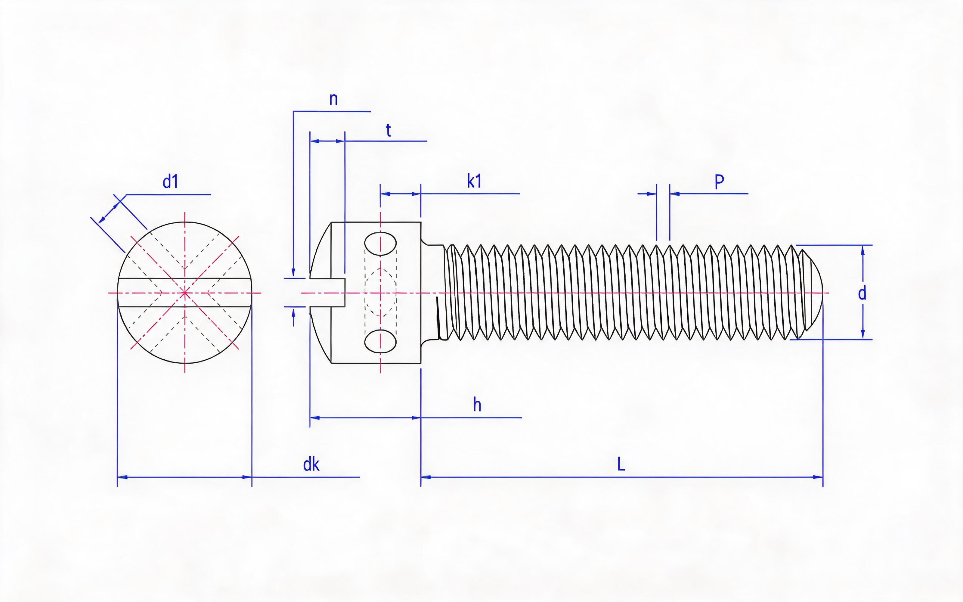 Type A slotted spherical cheese head screw with hole Standard Drawing