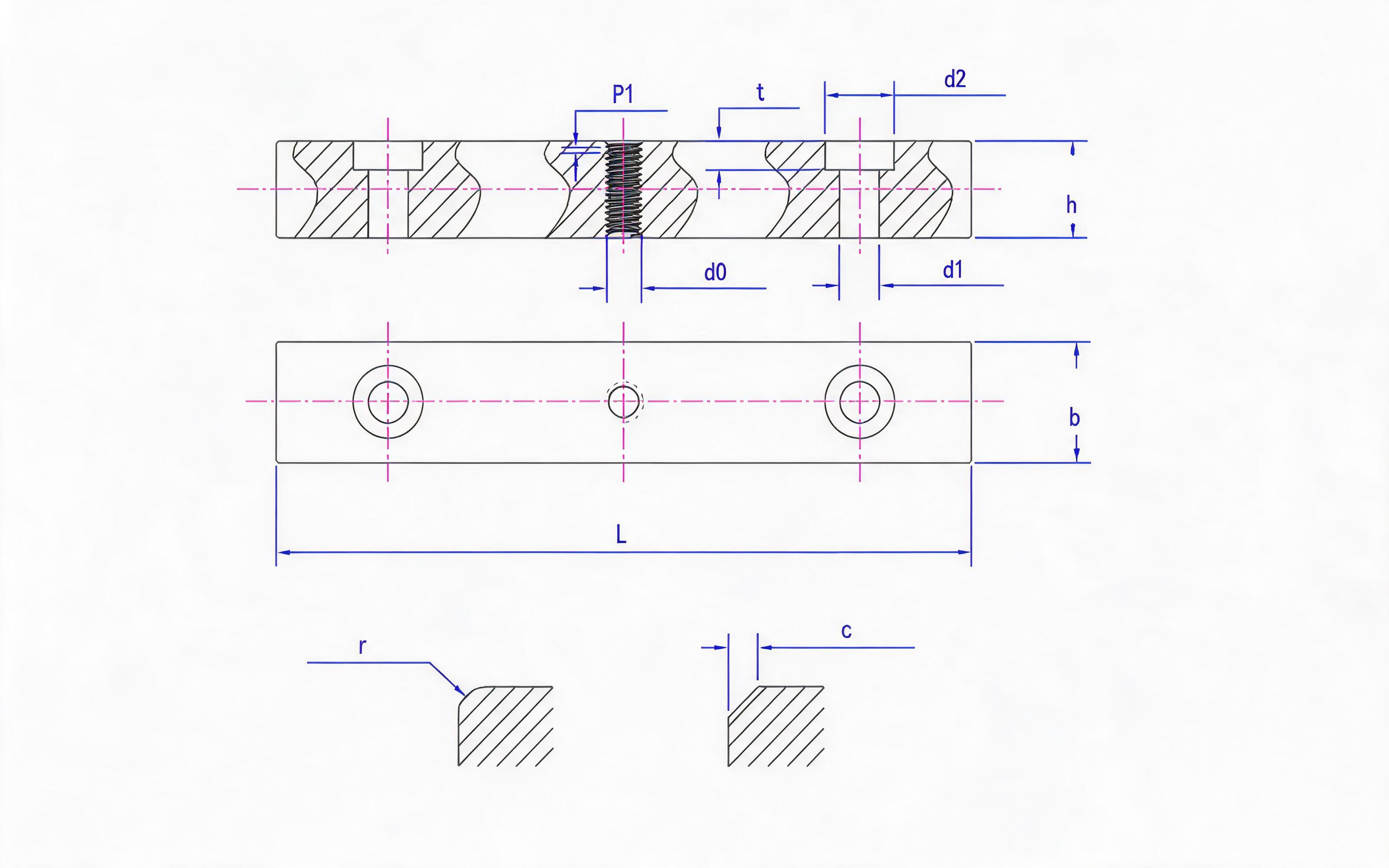 Type B guide flat key Standard Drawing