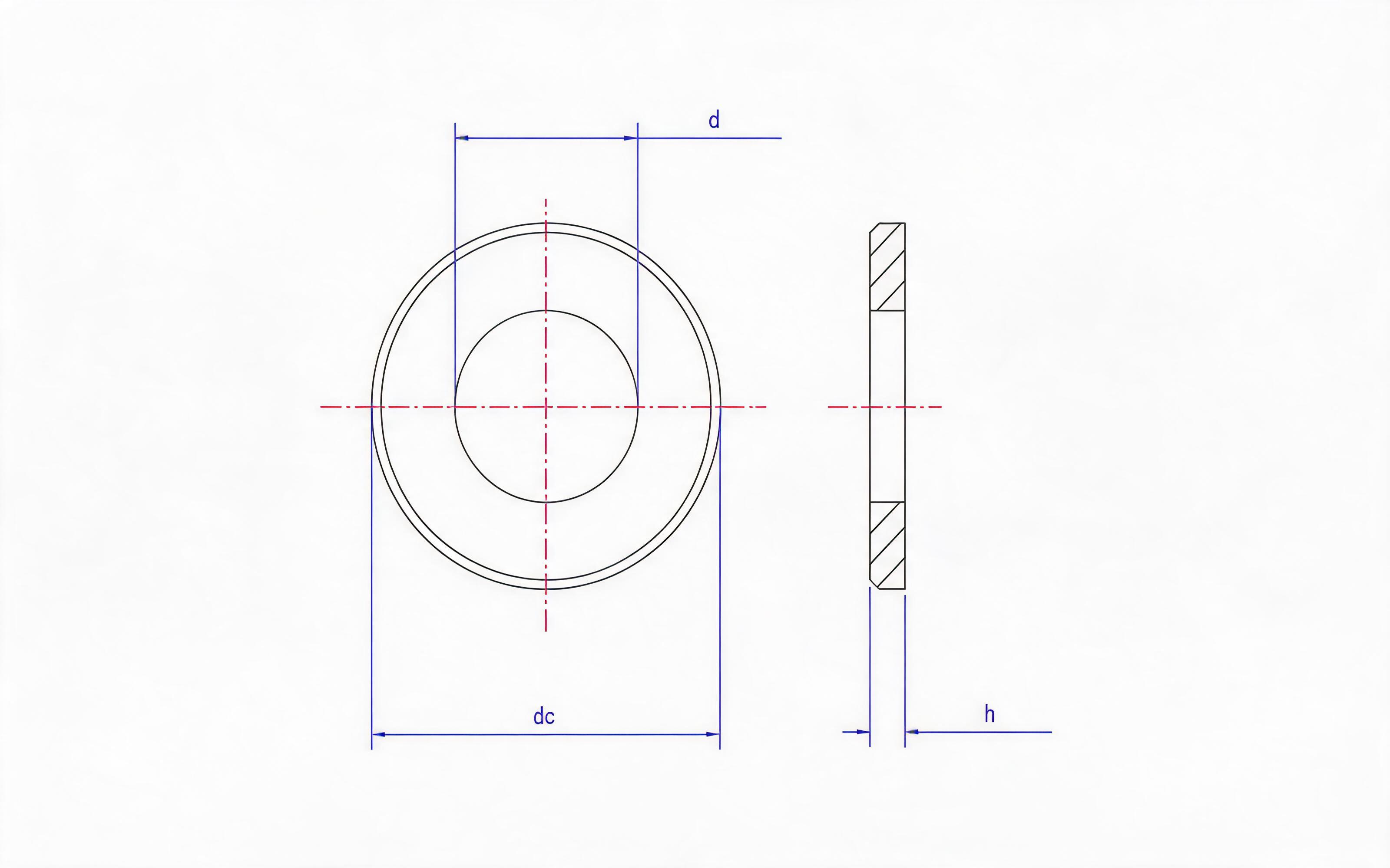 Plain washer chamfered type Standard Drawing