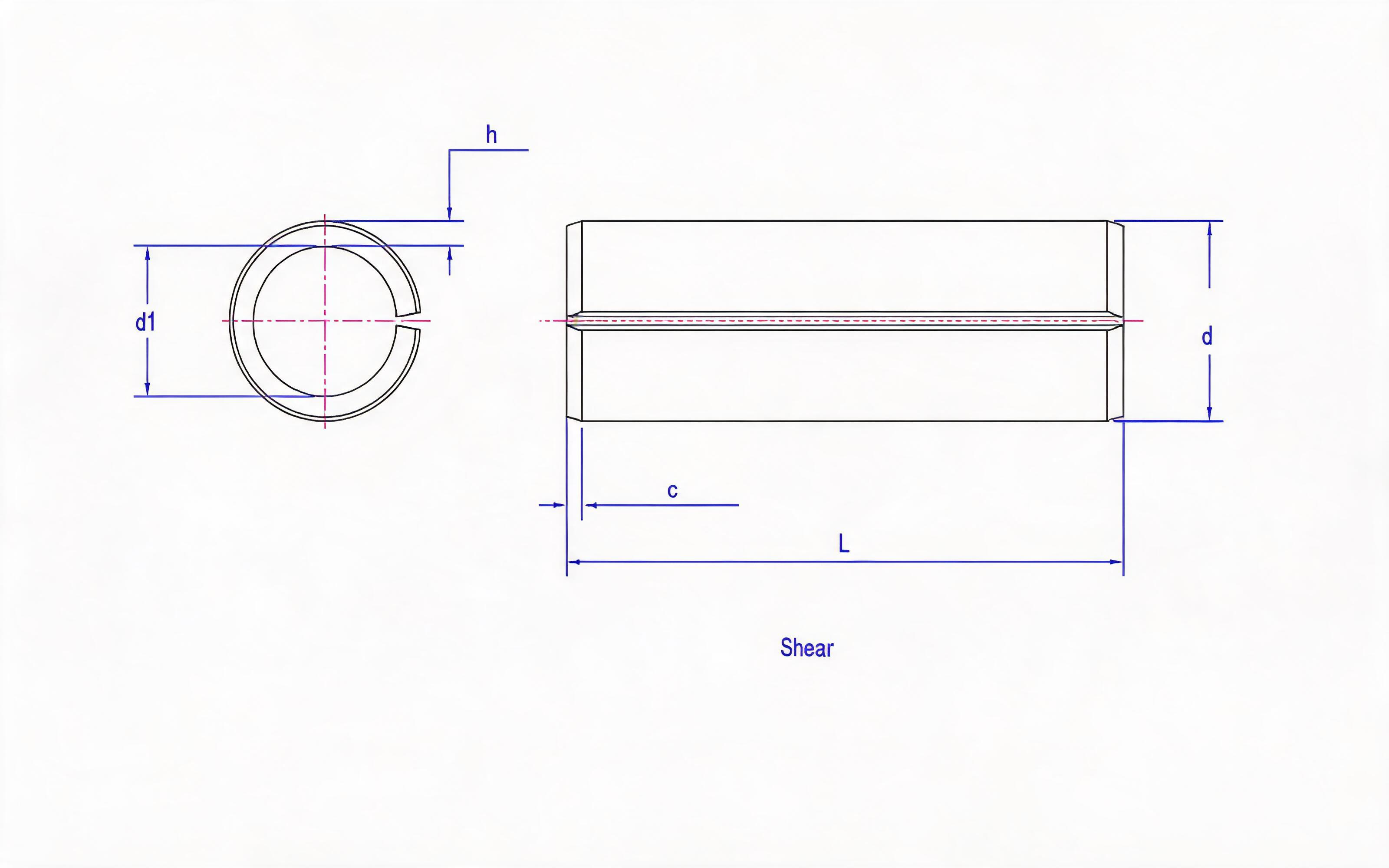 Heavy Slotted Elastic Cylindrical Pin Standard Drawing
