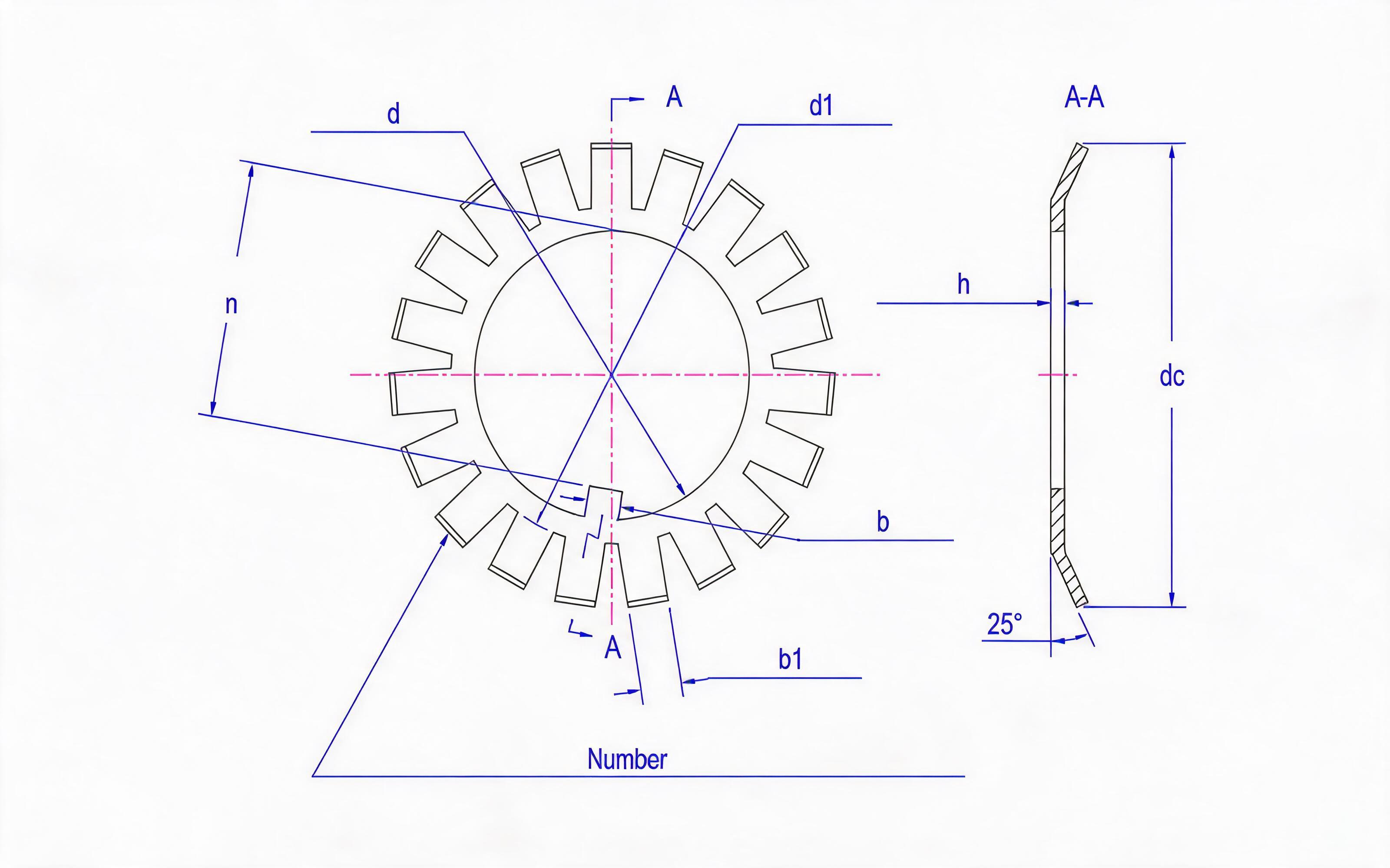 Stop Washer for MB Nut Table 5 Standard Drawing
