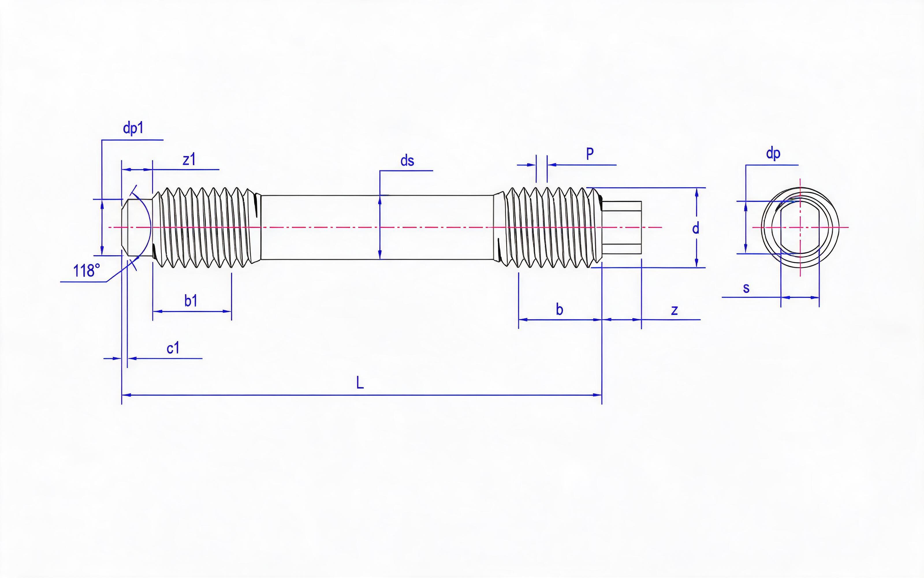 Type C and SW Double-head Short Thread Studs (d ≤ 56mm) Table 2 Standard Drawing