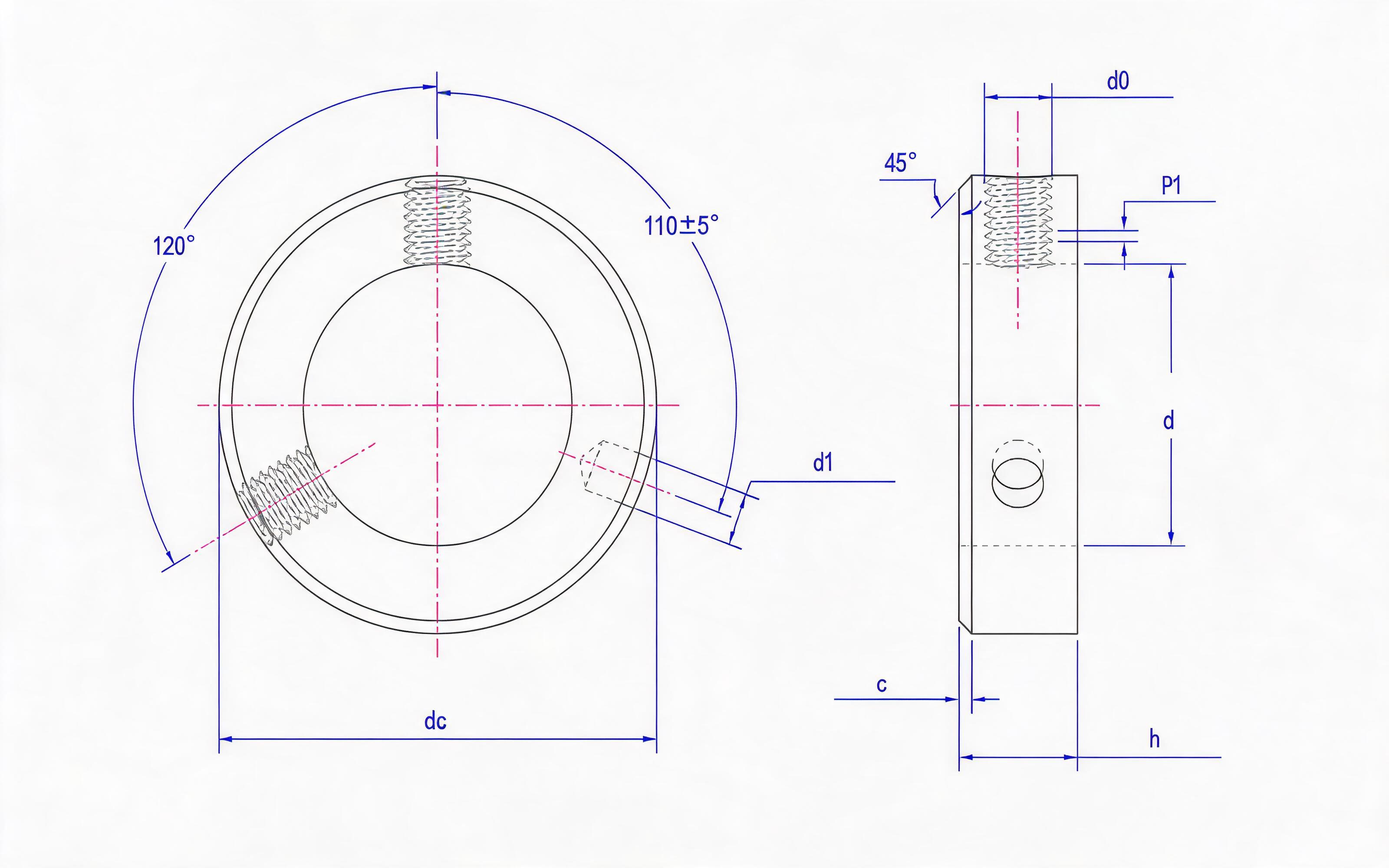 C-type screw lock retainer with lock ring (d>70) Standard Drawing