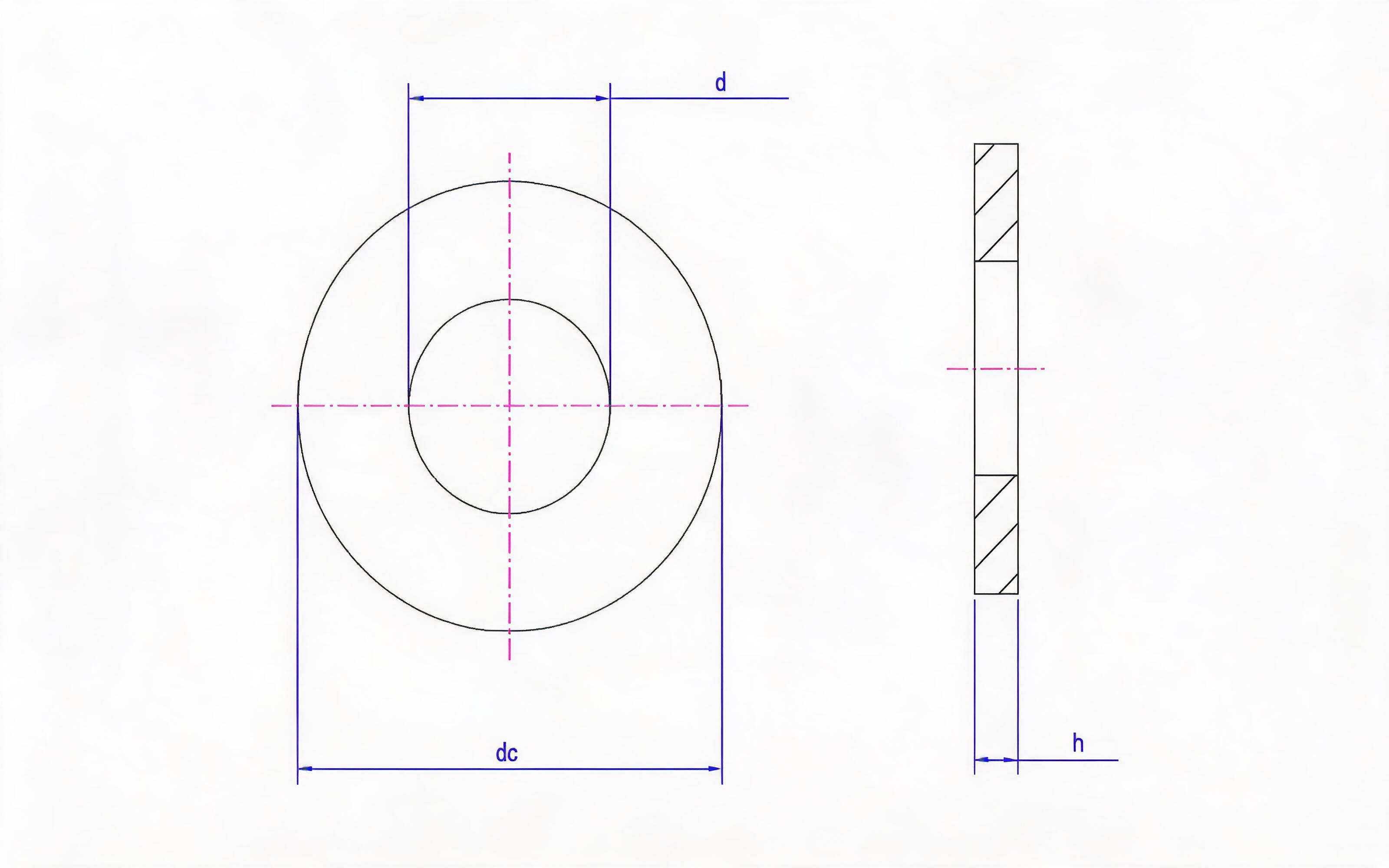 Flat washers for bolts with heavy clamping sleeves Standard Drawing
