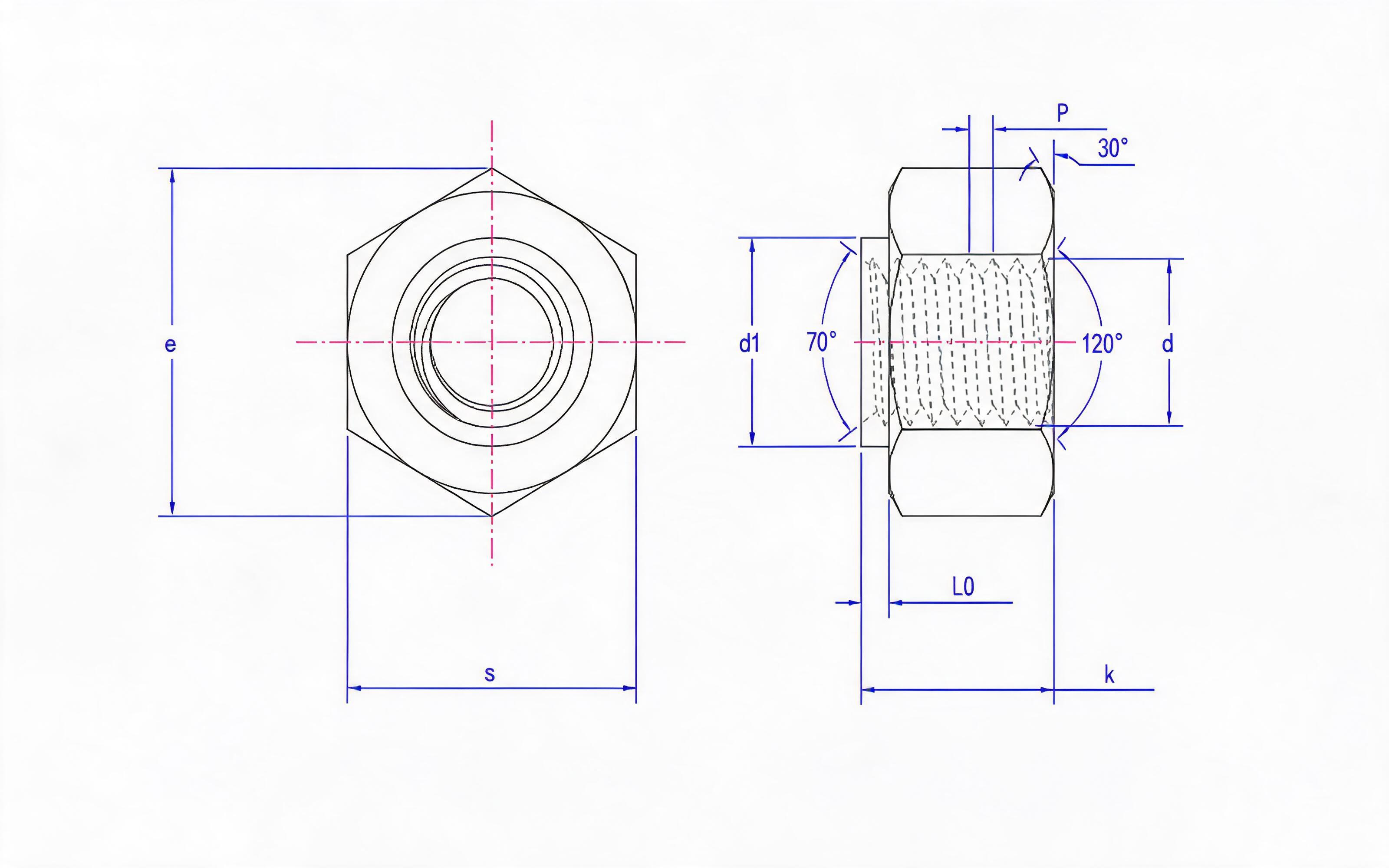 P Hex Nut (Grade TB) Table 1 Standard Drawing