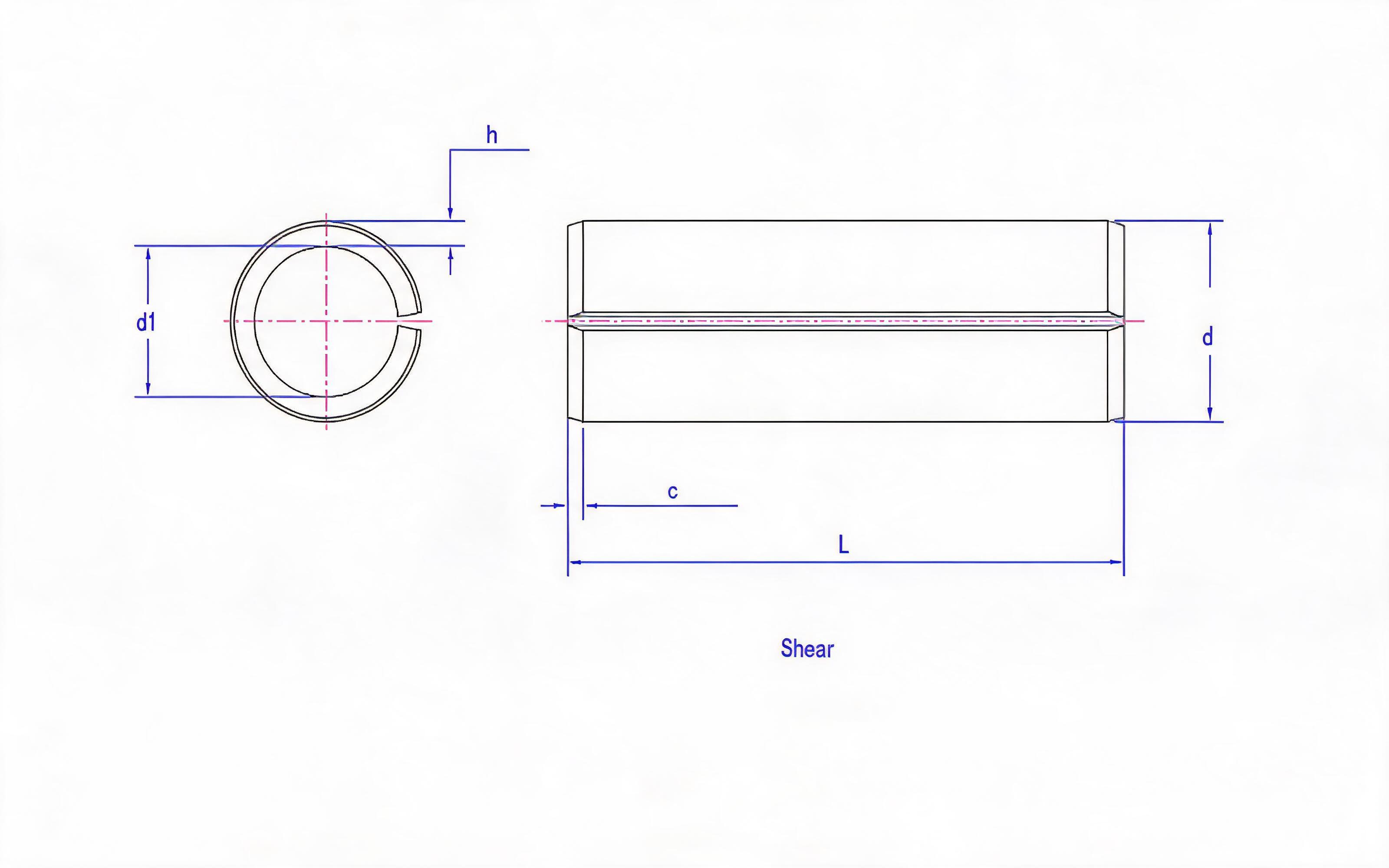 Heavy straight groove elastic cylindrical pin Standard Drawing