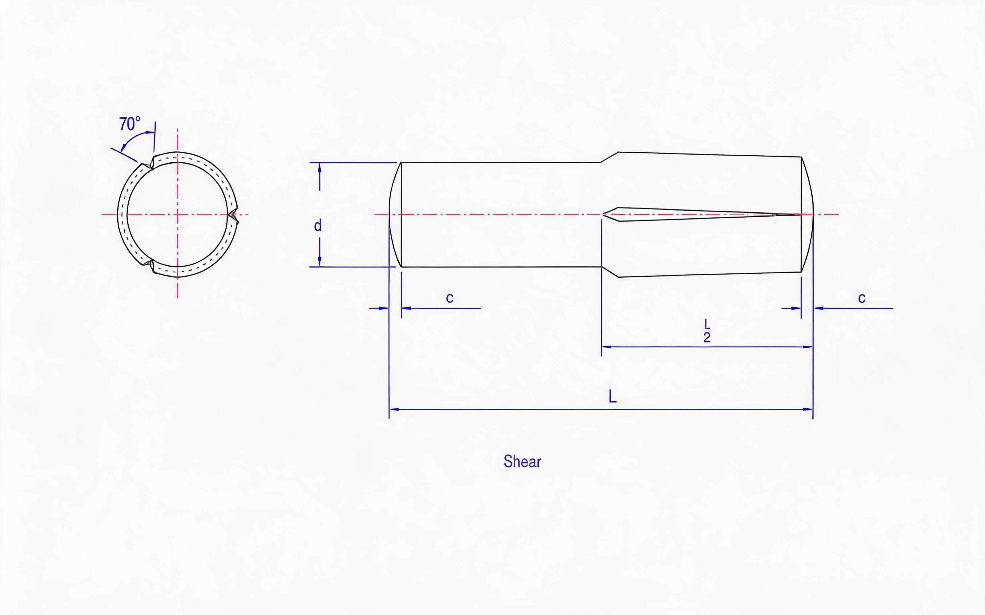 SLOTTED PIN HALF LONG REVERSE TAPER SLOT (TYPE C) Standard Drawing