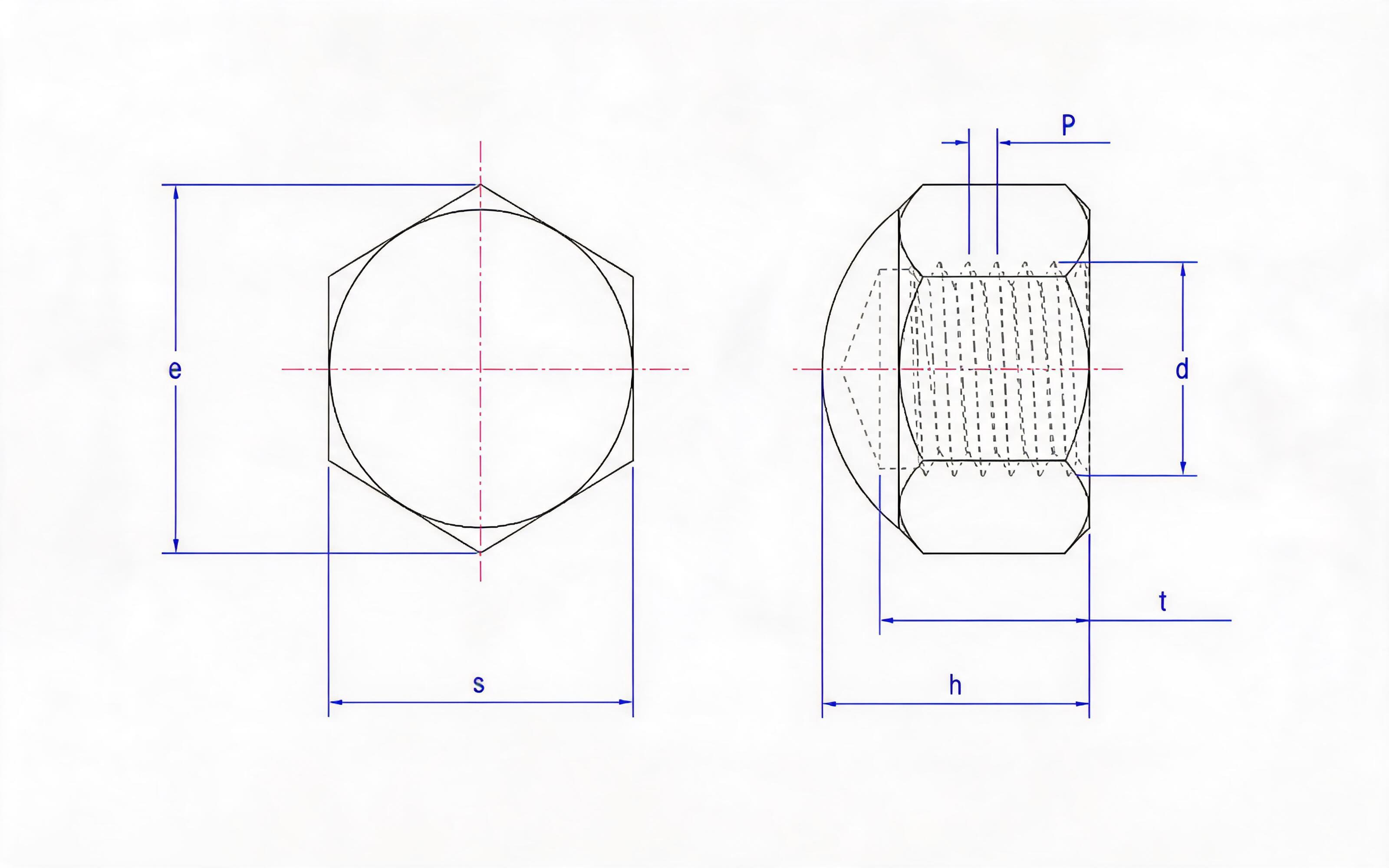Low-type hexagon cap nut (d ≥ 12mm) Standard Drawing