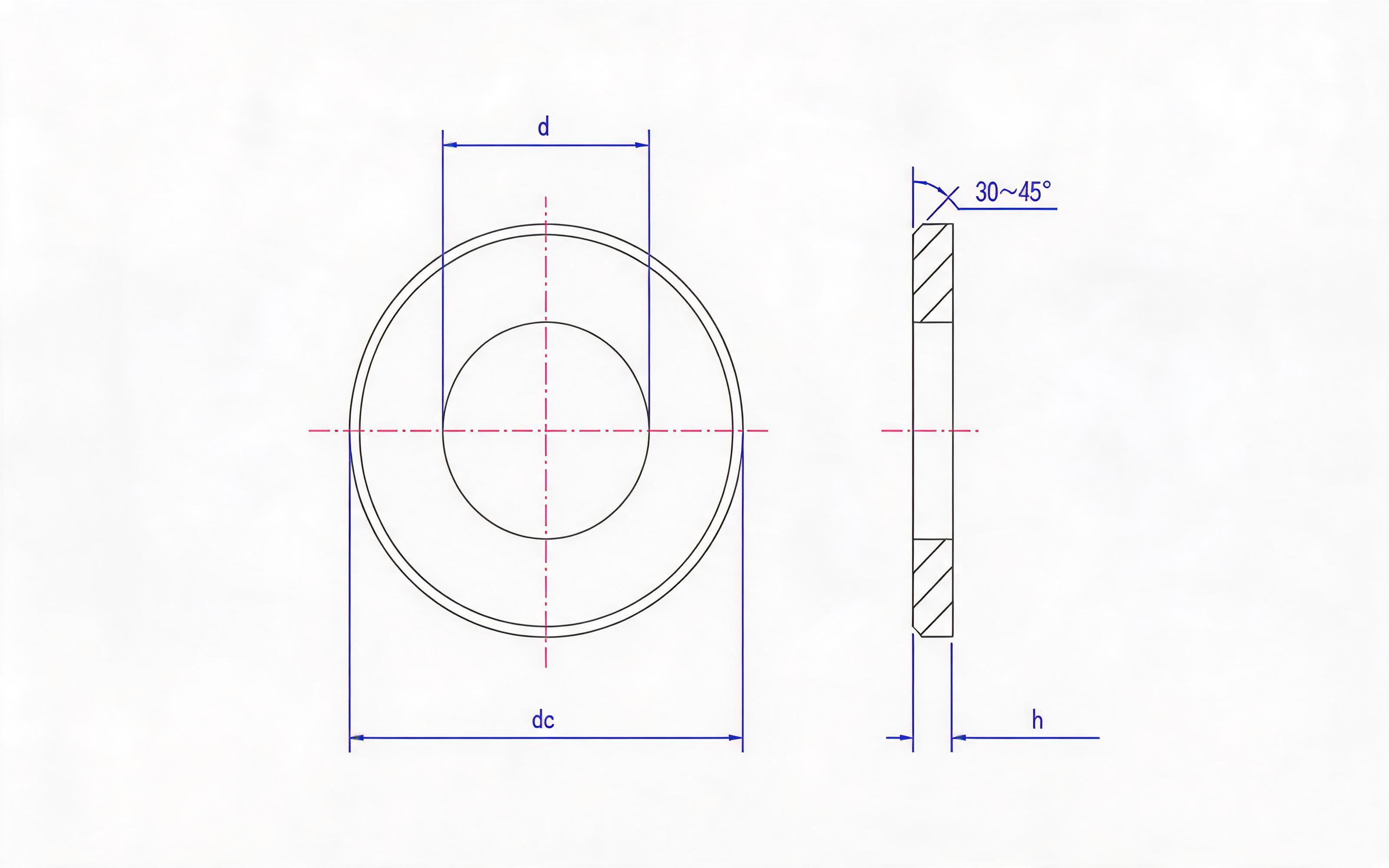 Chamfered flat washer Standard Drawing