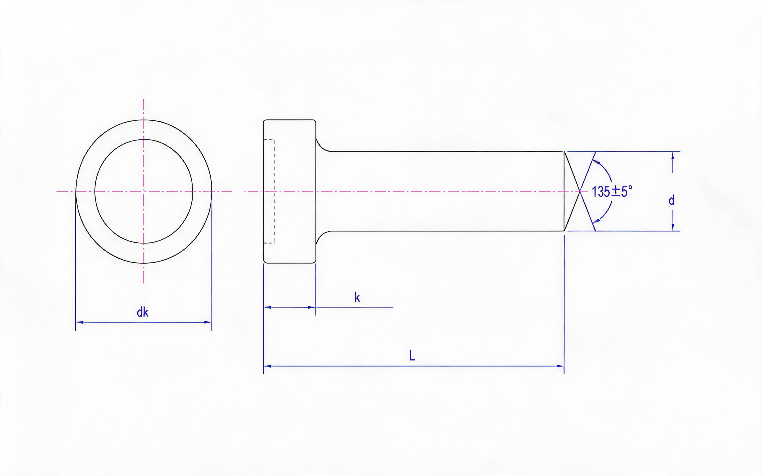 WELDED STUDS AND CERAMIC FERRULES FOR ARC STUD WELDING (TYPE SD - TYPE B TIP SHAPE) Standard Drawing
