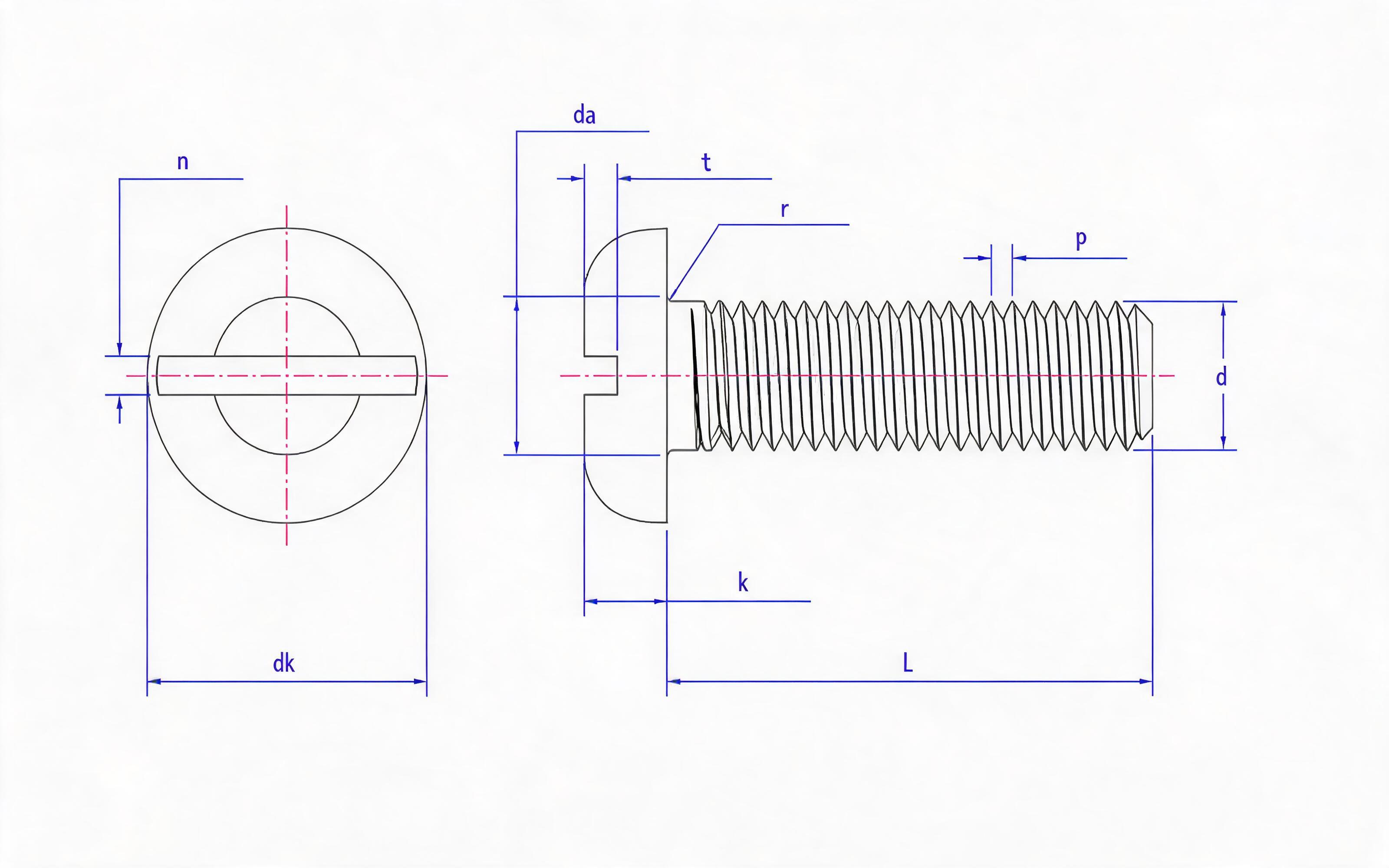 SLOTTED PAN HEAD SCREW Standard Drawing