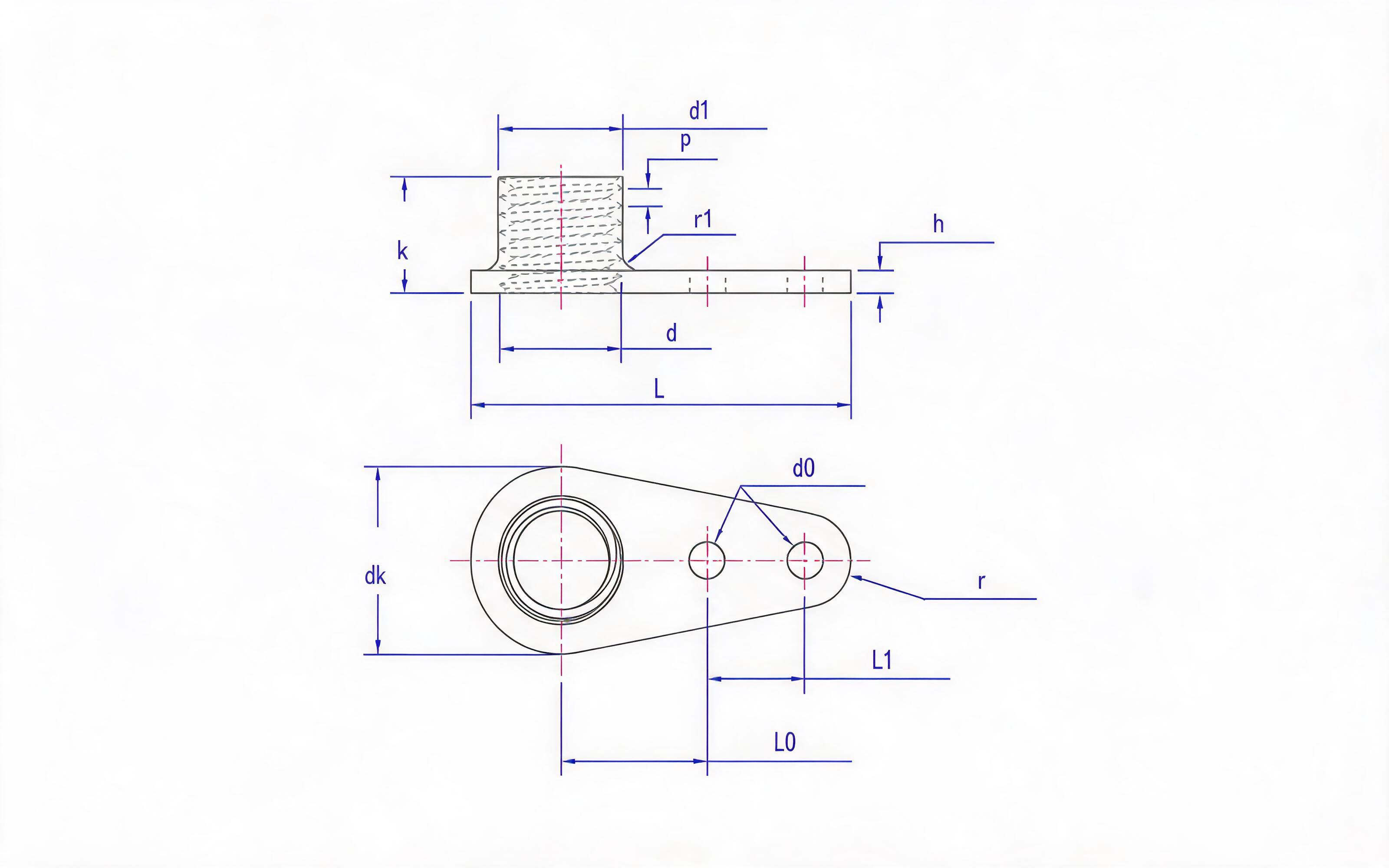 Self-locking nut of single-lug supporting plate Standard Drawing