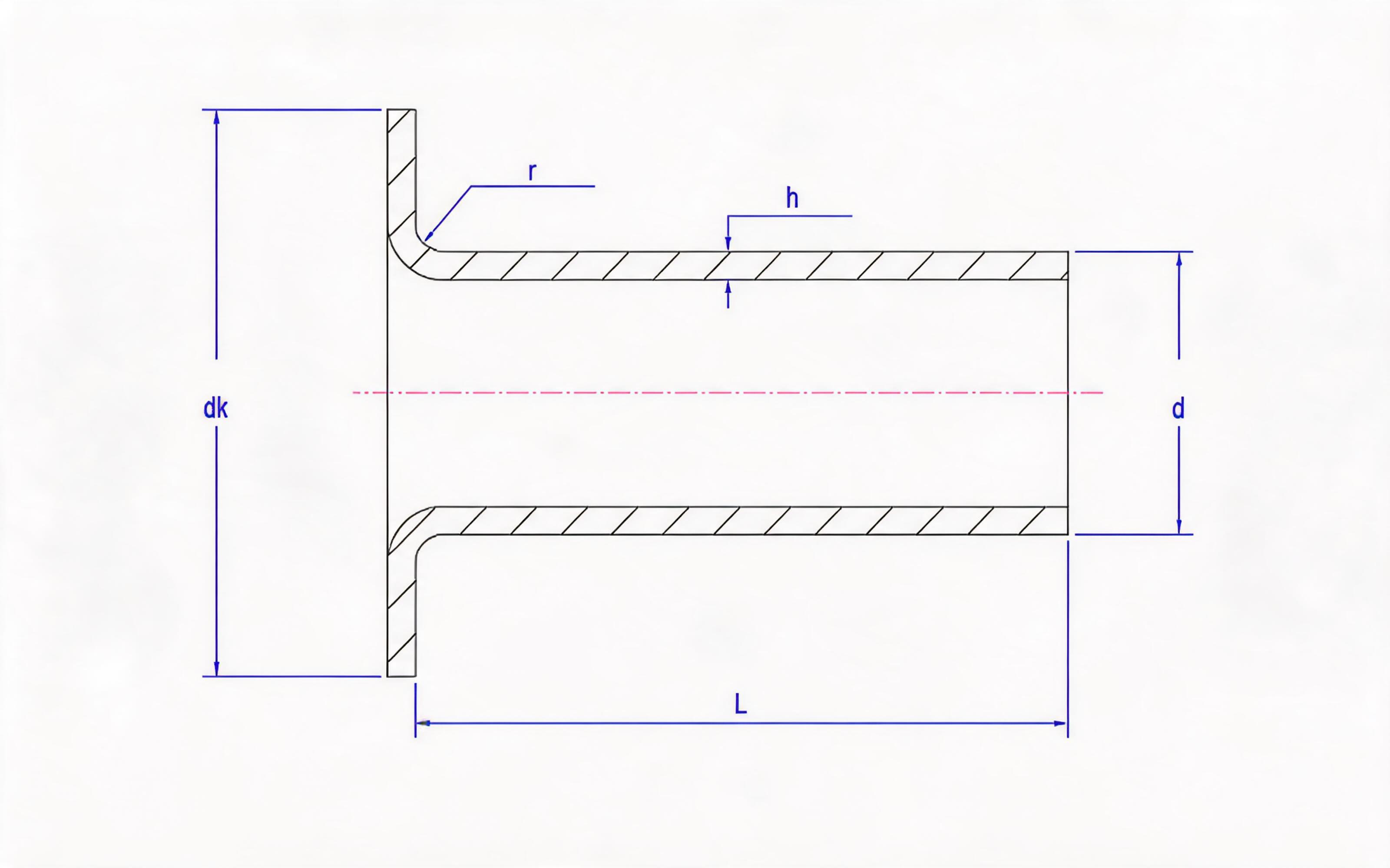 Flat head blind rivet type A (wall thickness 1mm) Standard Drawing