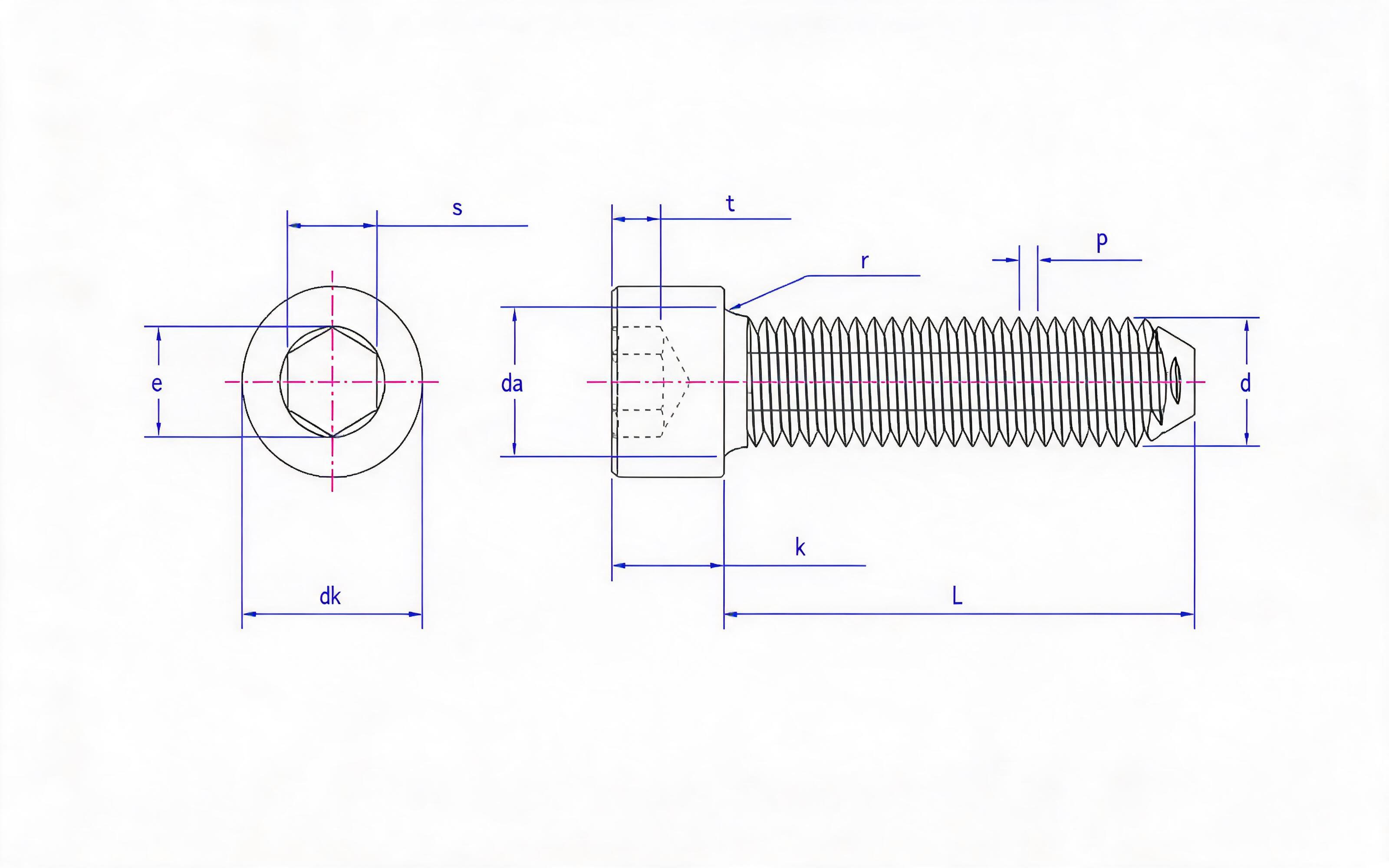 Hexagonal cheese head triangle lock screw Standard Drawing