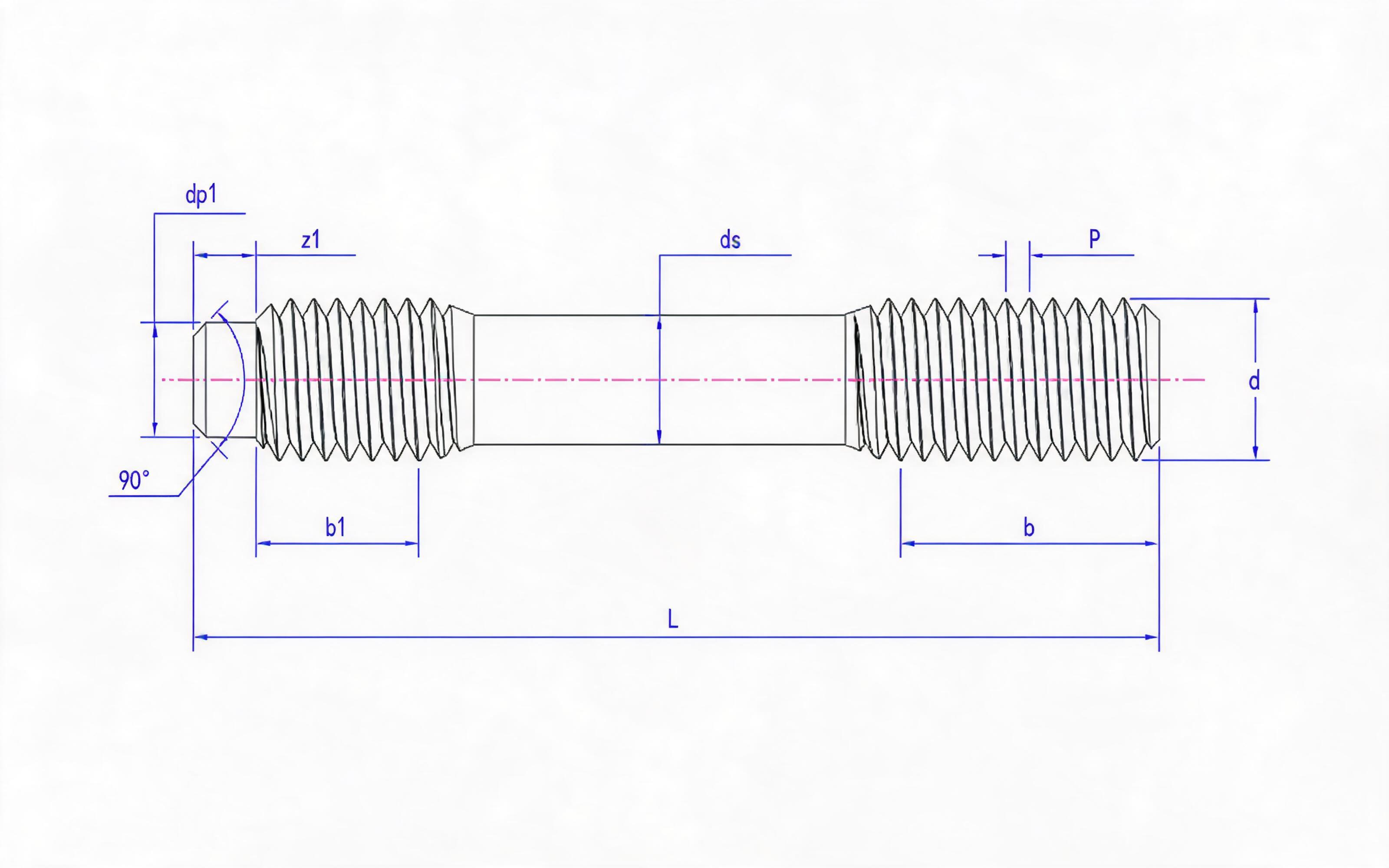 Type F and Type L Double-head Long Thread Studs (d ≤ 56mm) Table 2 Standard Drawing