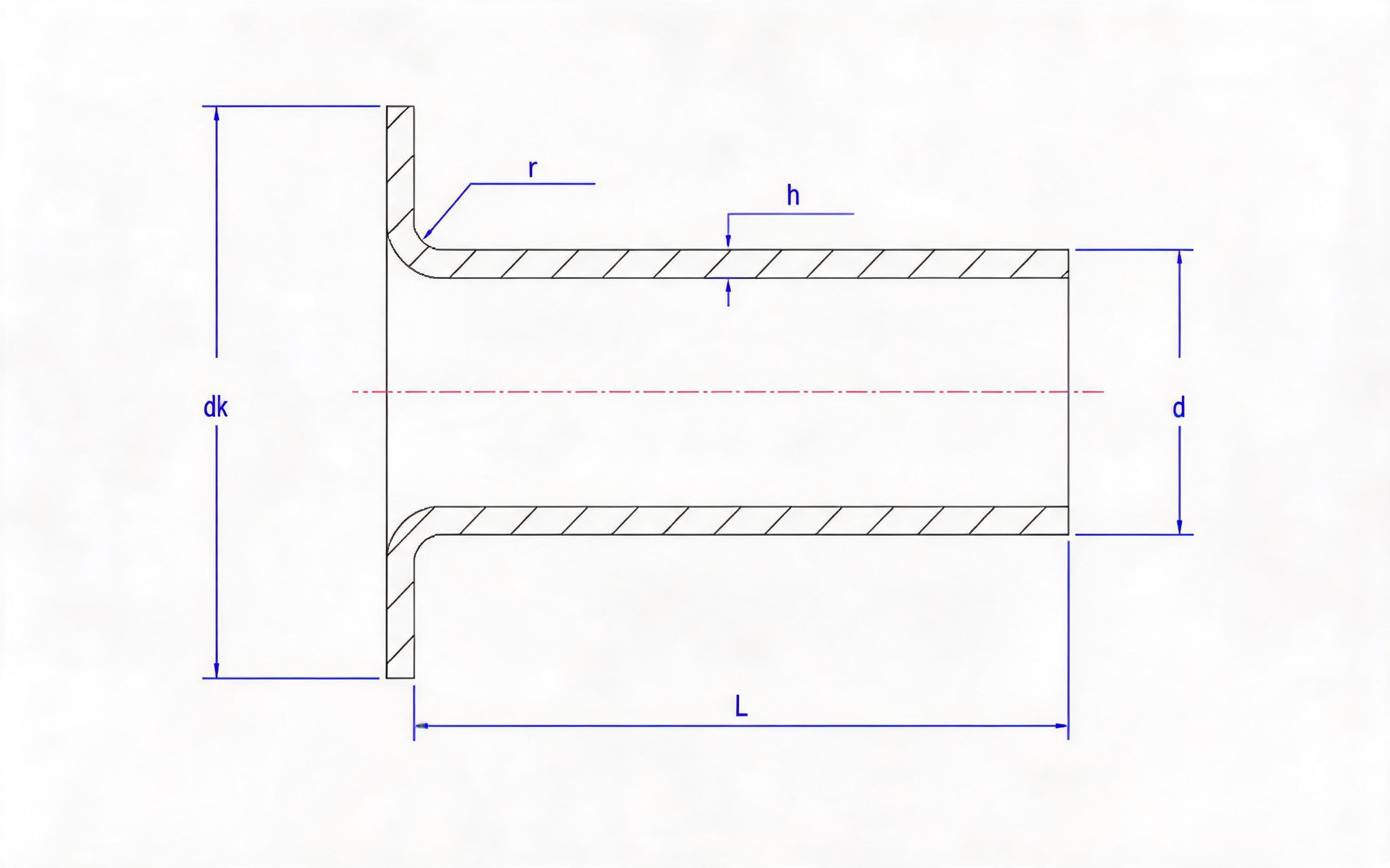 Flat head blind rivet type A (wall thickness 1mm) Standard Drawing