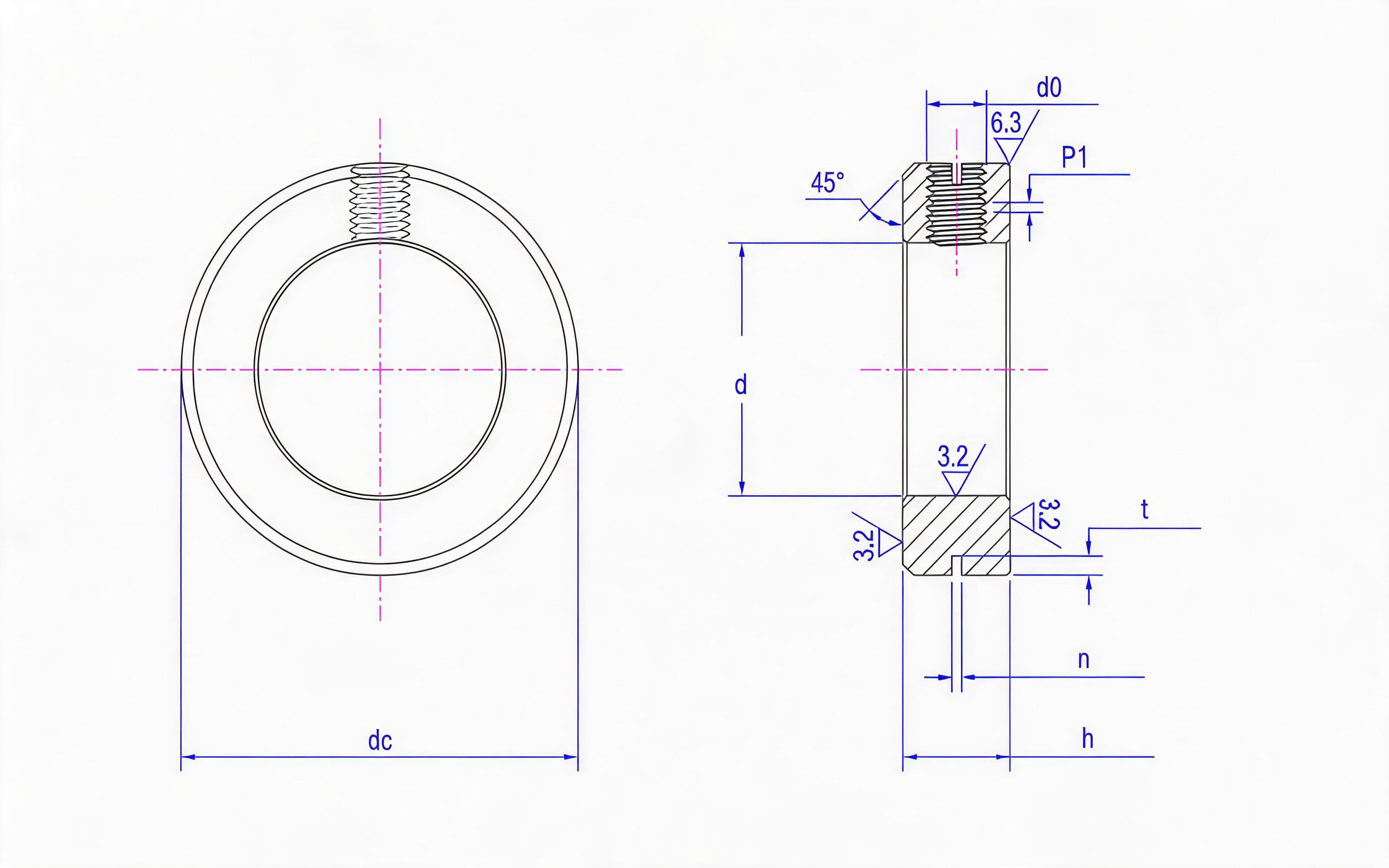 Screw locking retaining ring with locking ring (d ≤ 30mm) Standard Drawing