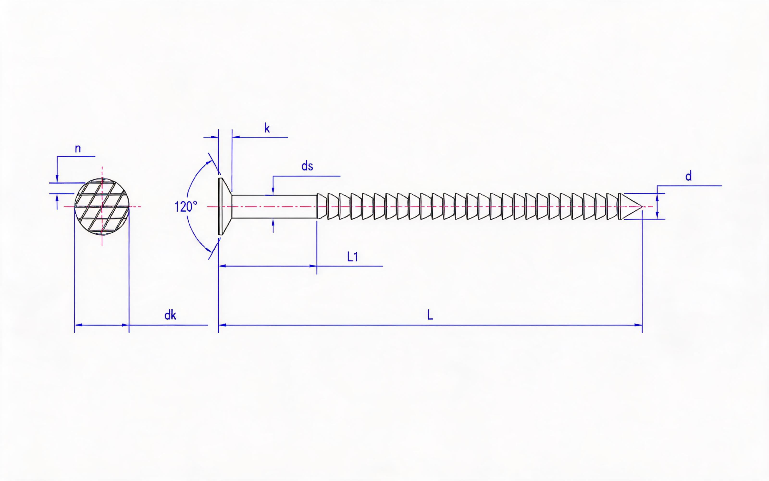 COUNTERSUNK HEAD SCREW WITH RING SHANK 120 ° RAISED CAP TABLE A.2 Standard Drawing