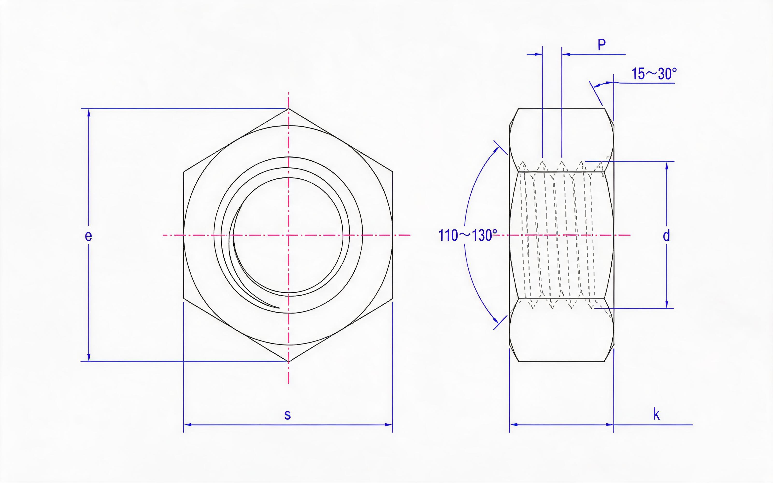 High-strength hexagon nut for steel structure Standard Drawing