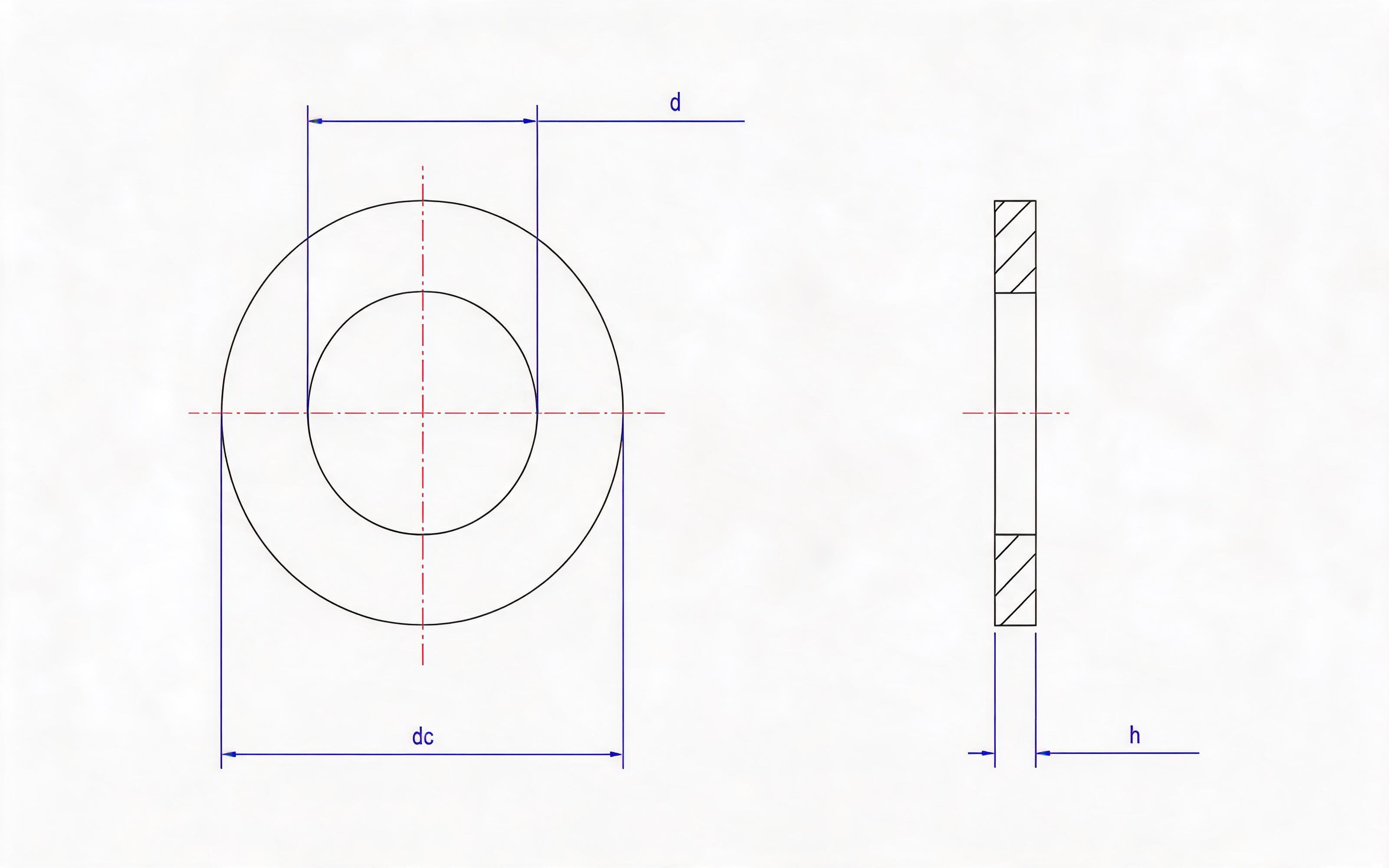 Small flat washer Standard Drawing