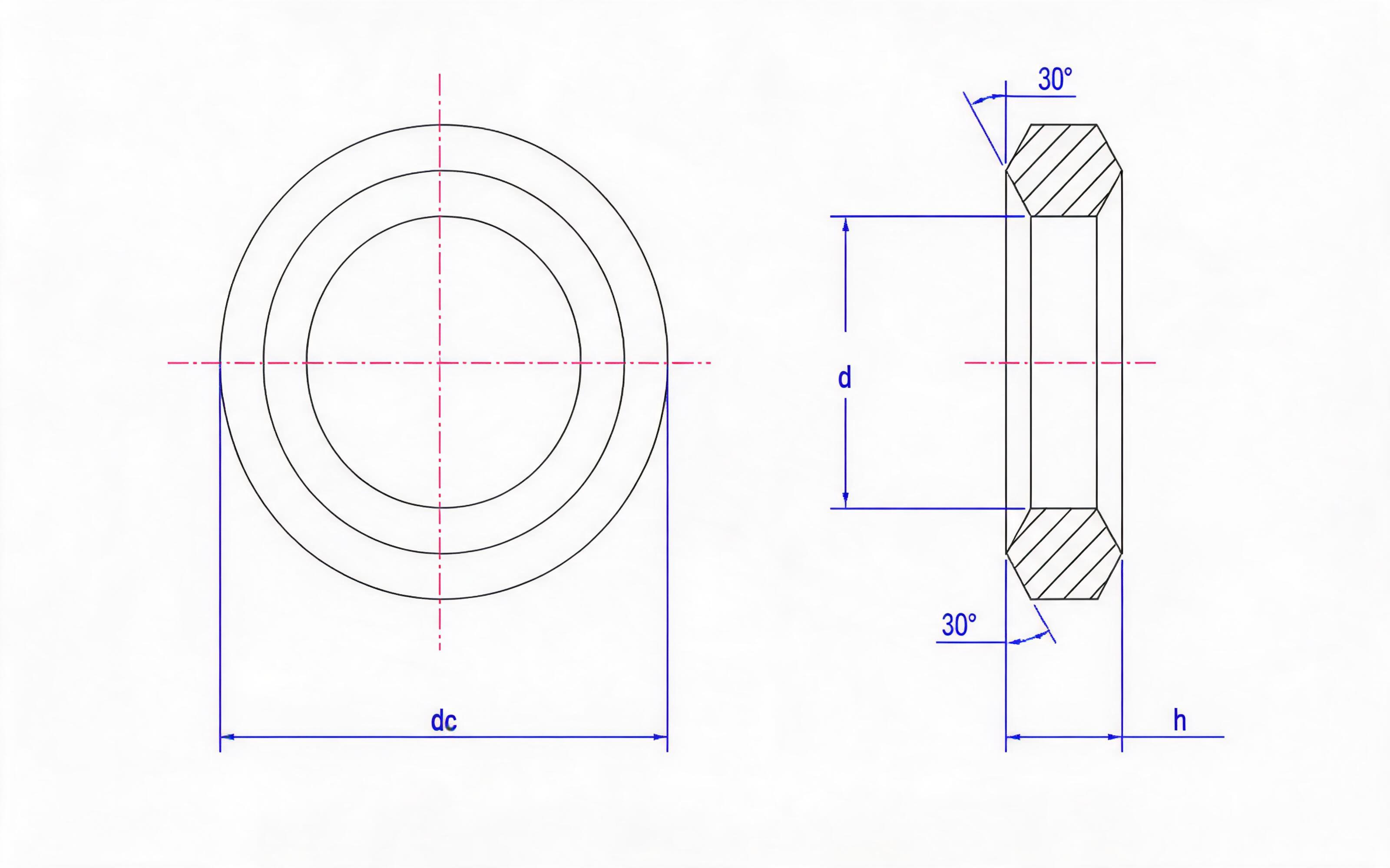 Sharp Angle Seal Washers for Ferrule-type Fittings Standard Drawing