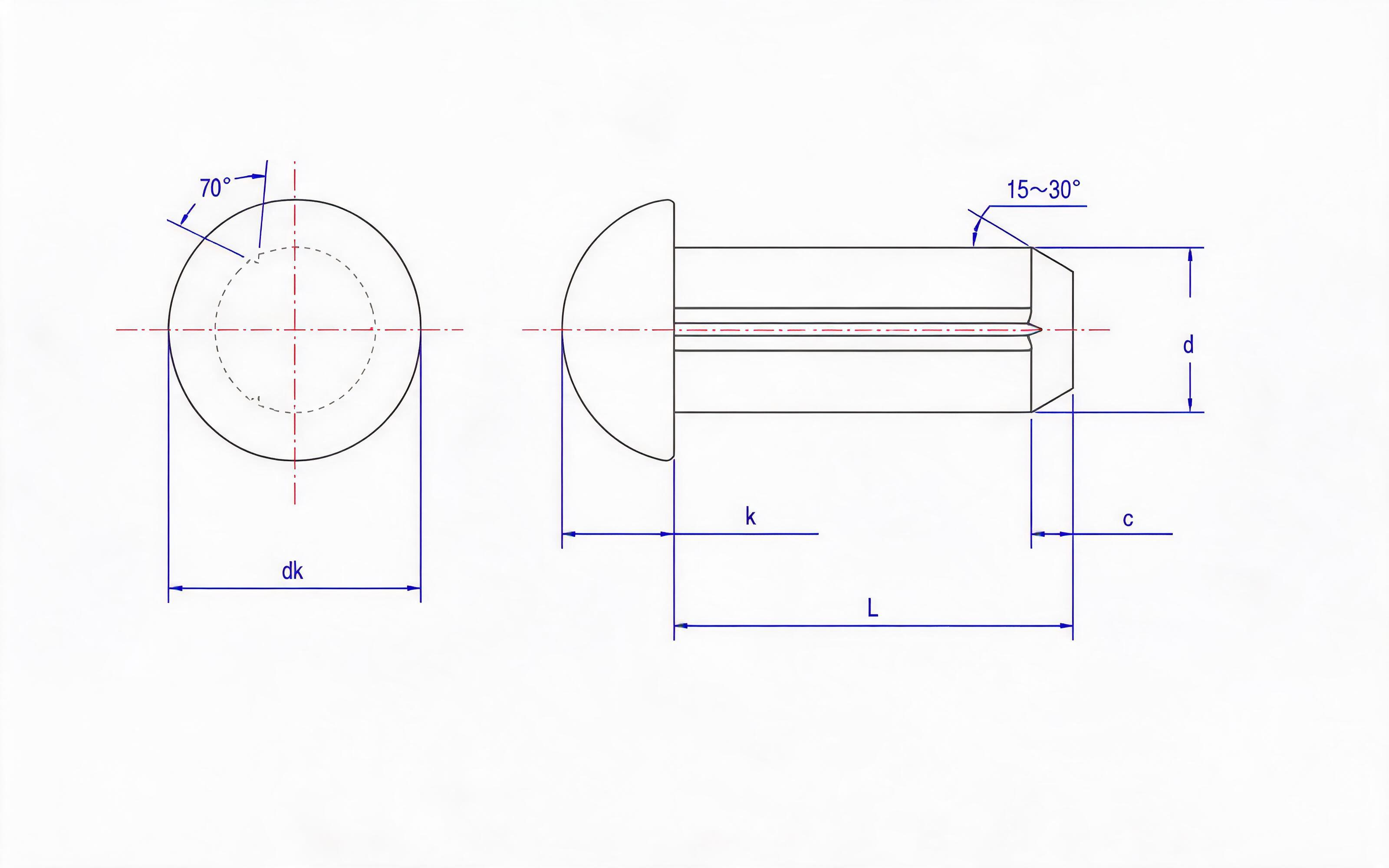 Round Head Slotted Pin (Type A) Standard Drawing
