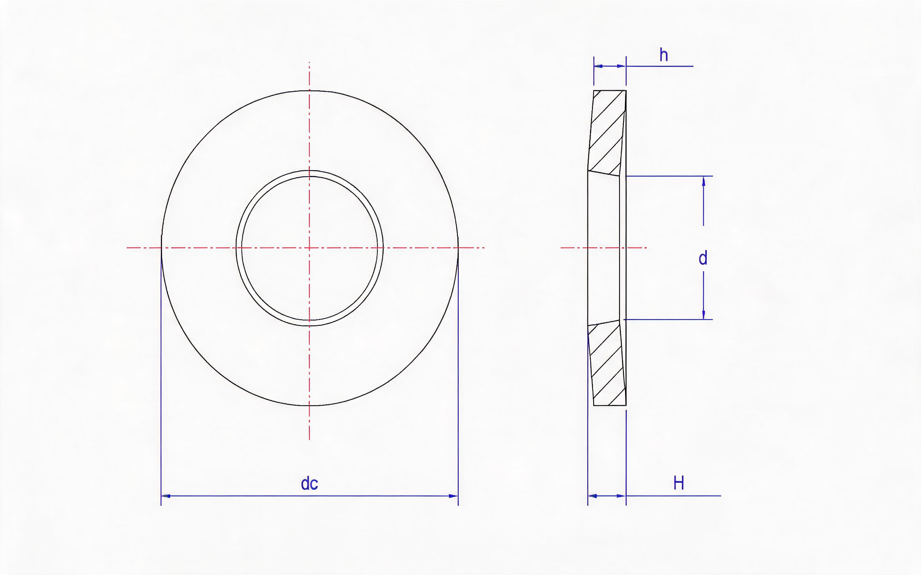 Belleville spring washer for screw connection Standard Drawing