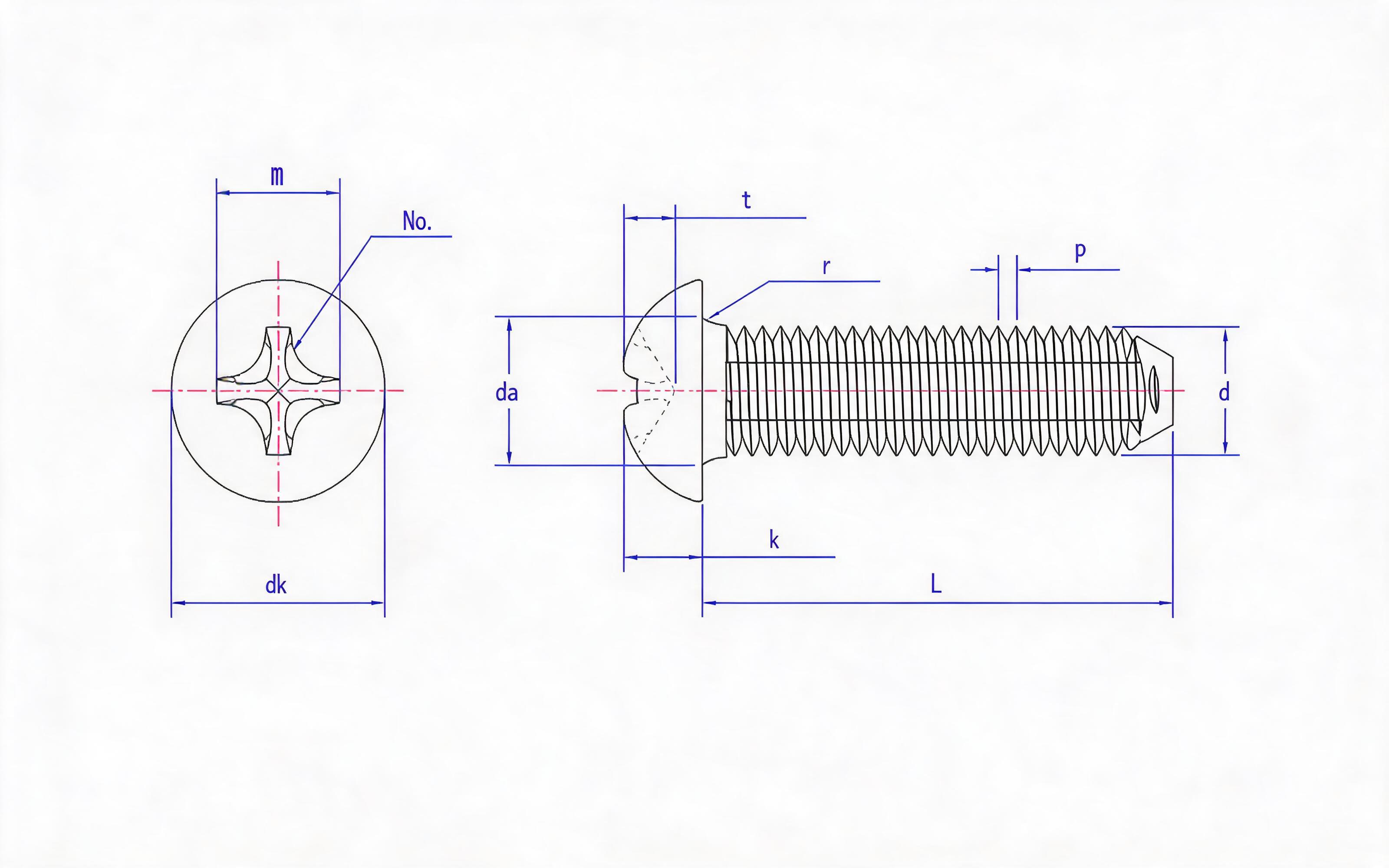 Cross recessed pan-head triangle lock screw (H type) Standard Drawing