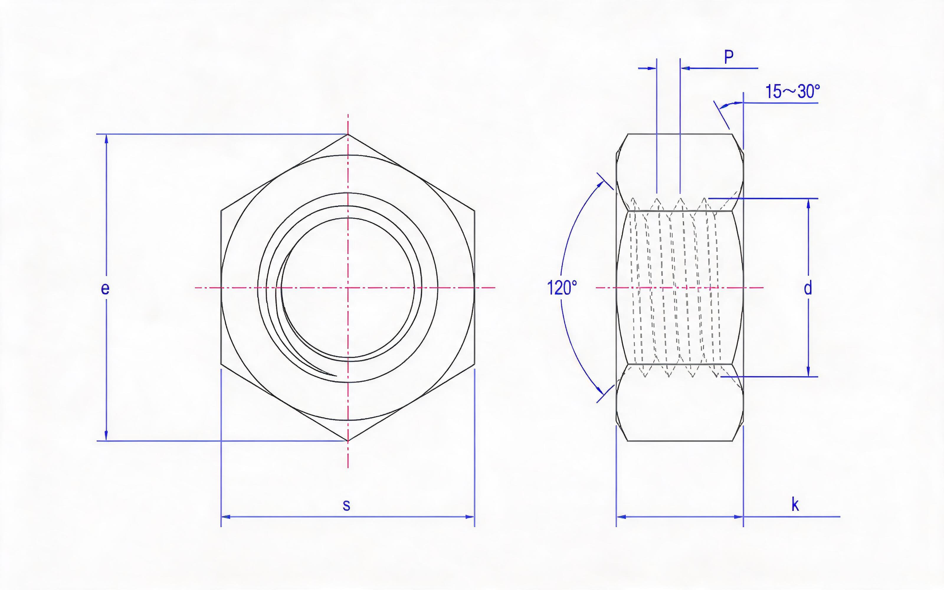 Hexagon nut Standard Drawing