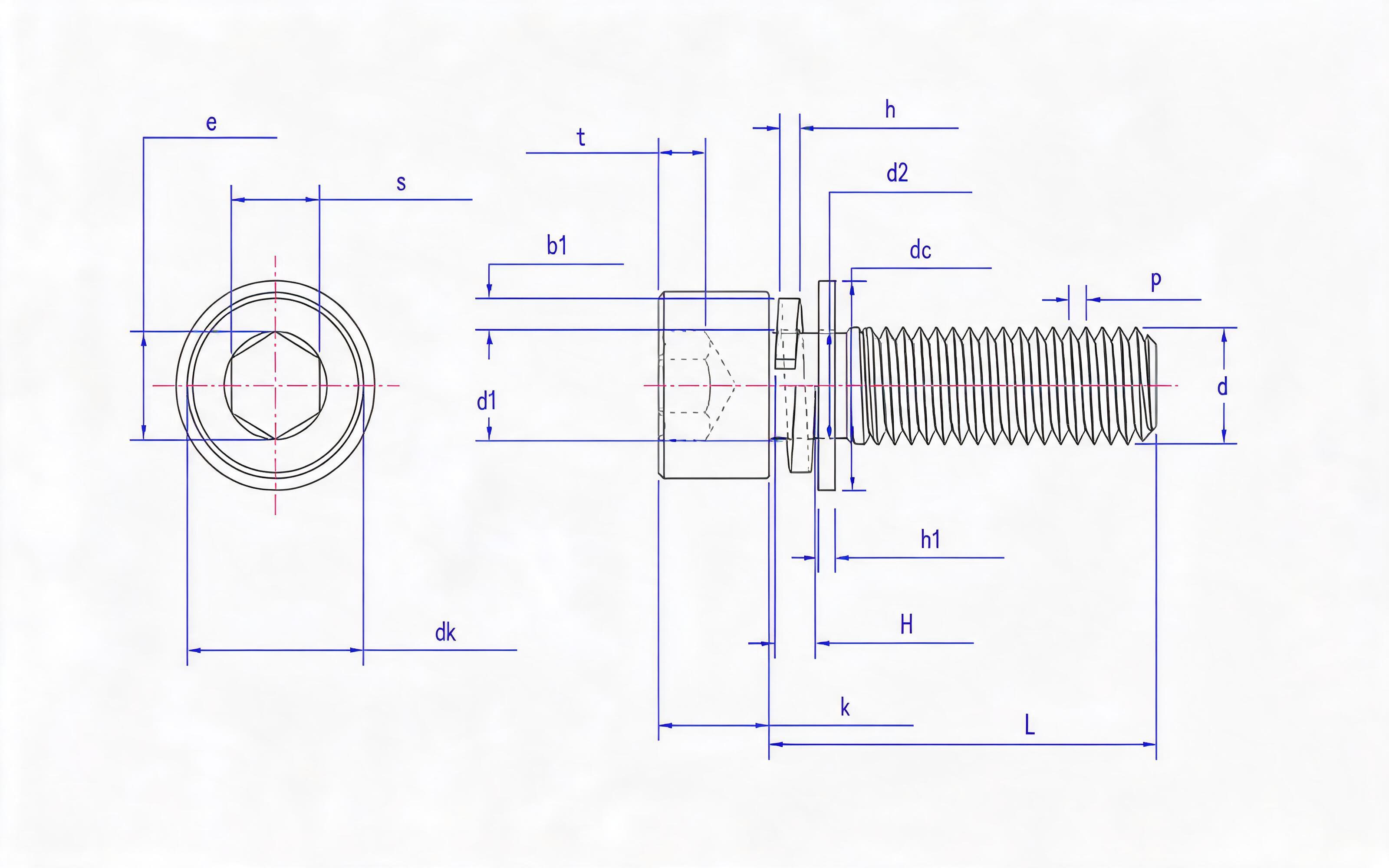 Combination of hexagon socket head cap screw, small flat washer and spring washer (enterprise standard) Standard Drawing