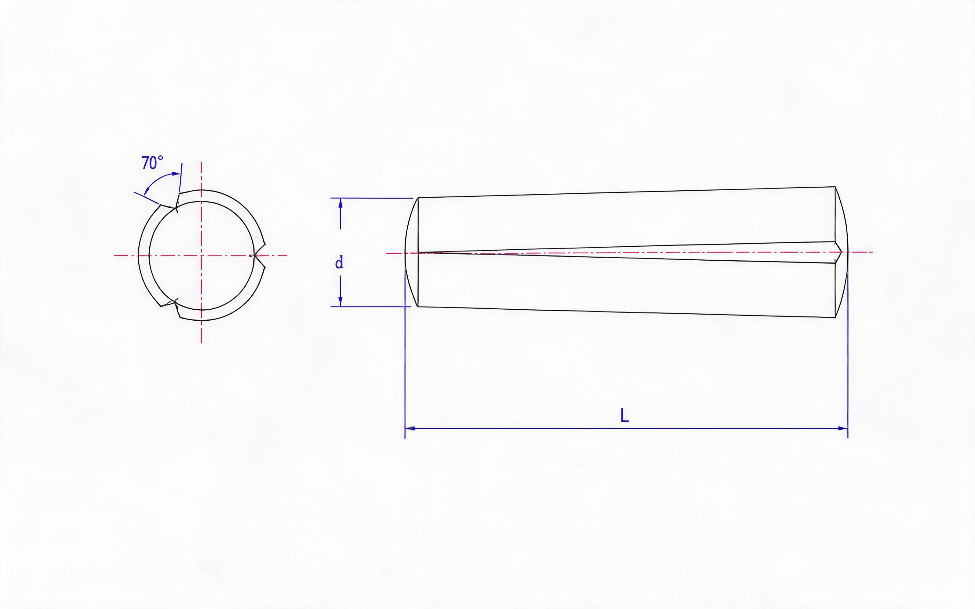 Full length taper groove of groove pin Standard Drawing