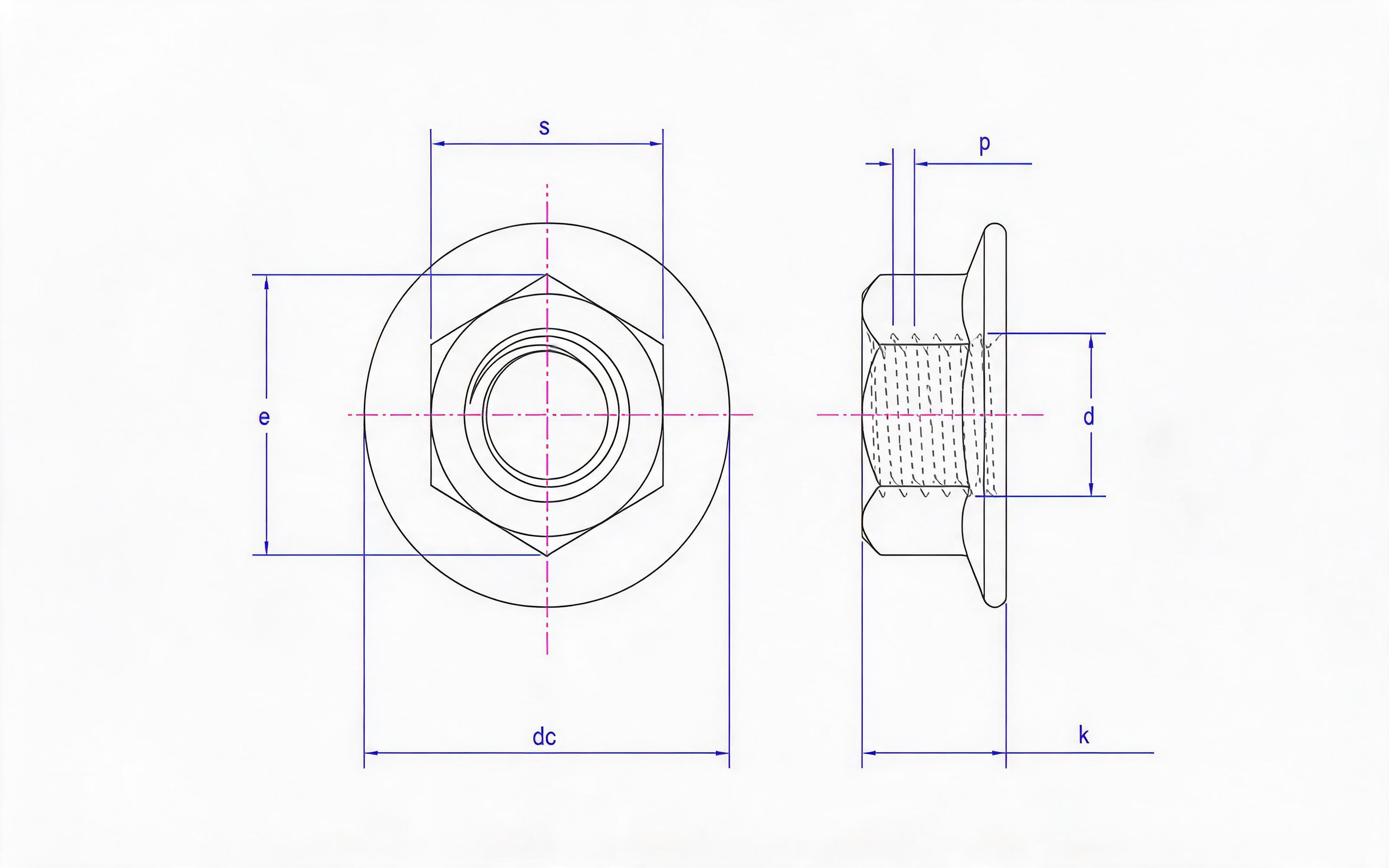 Hexagon flange nut Standard Drawing