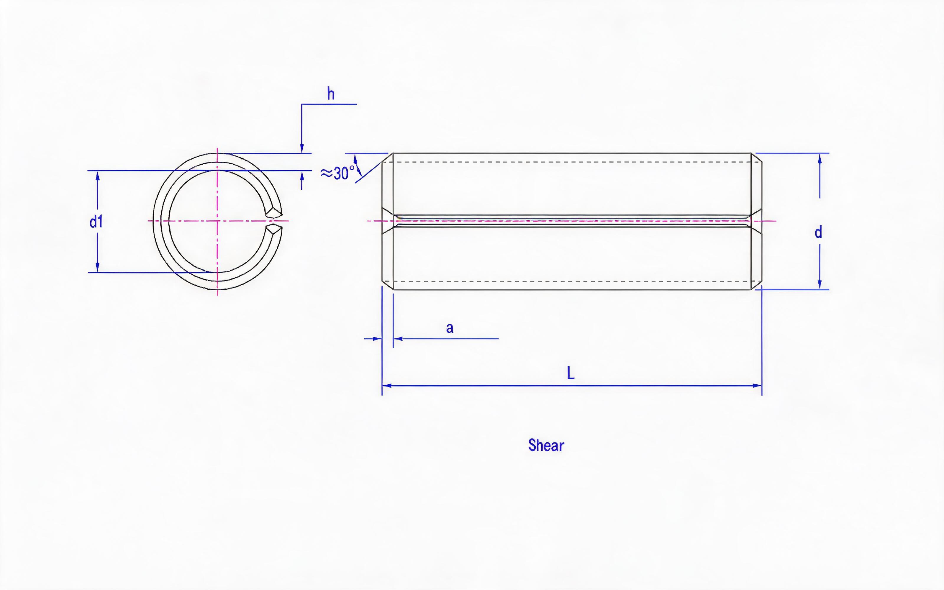 Elastic cylindrical pin heavy (d ≤ 6mm) Standard Drawing
