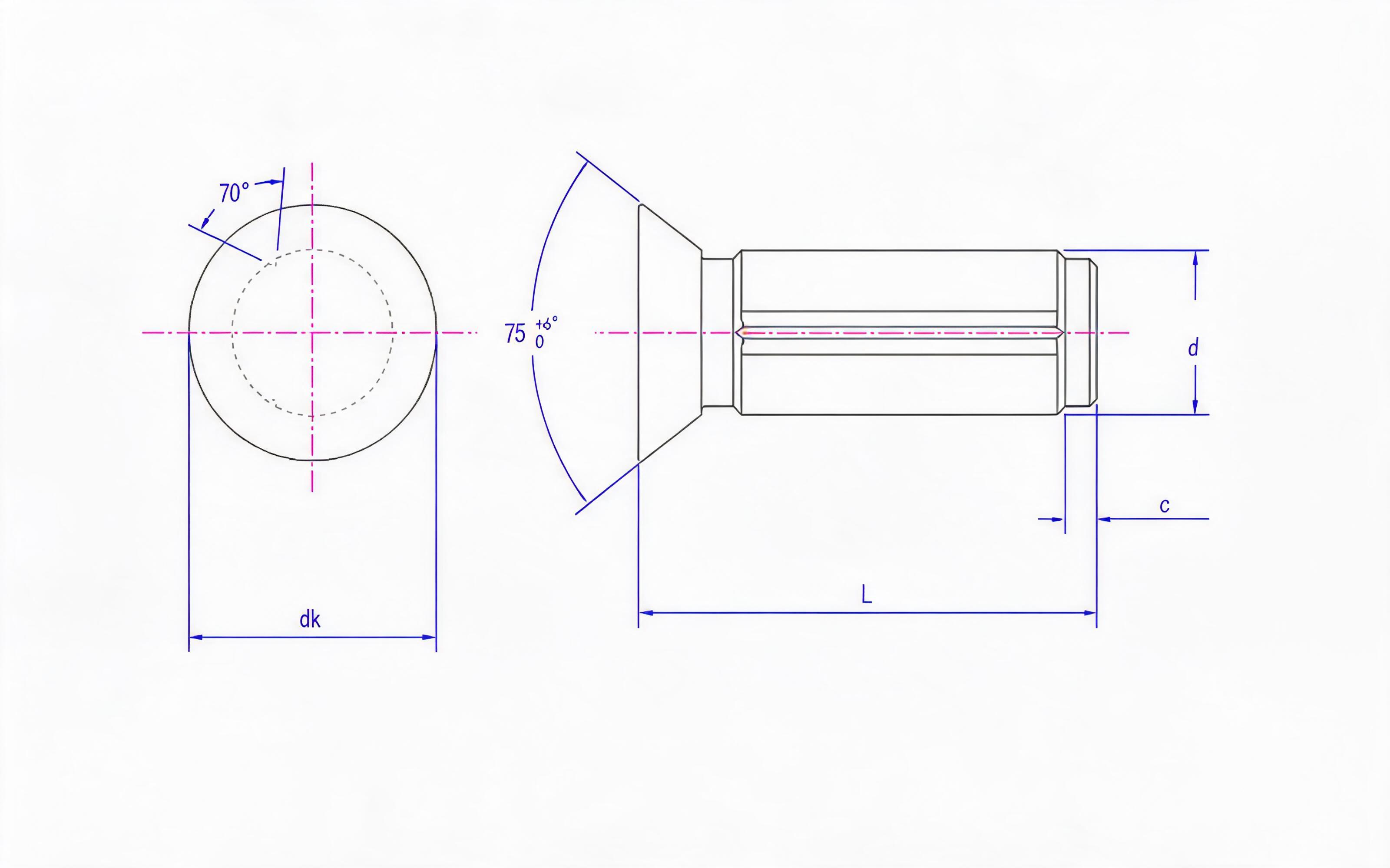 COUNTERSUNK HEAD SLOTTED PIN (TYPE B) Standard Drawing
