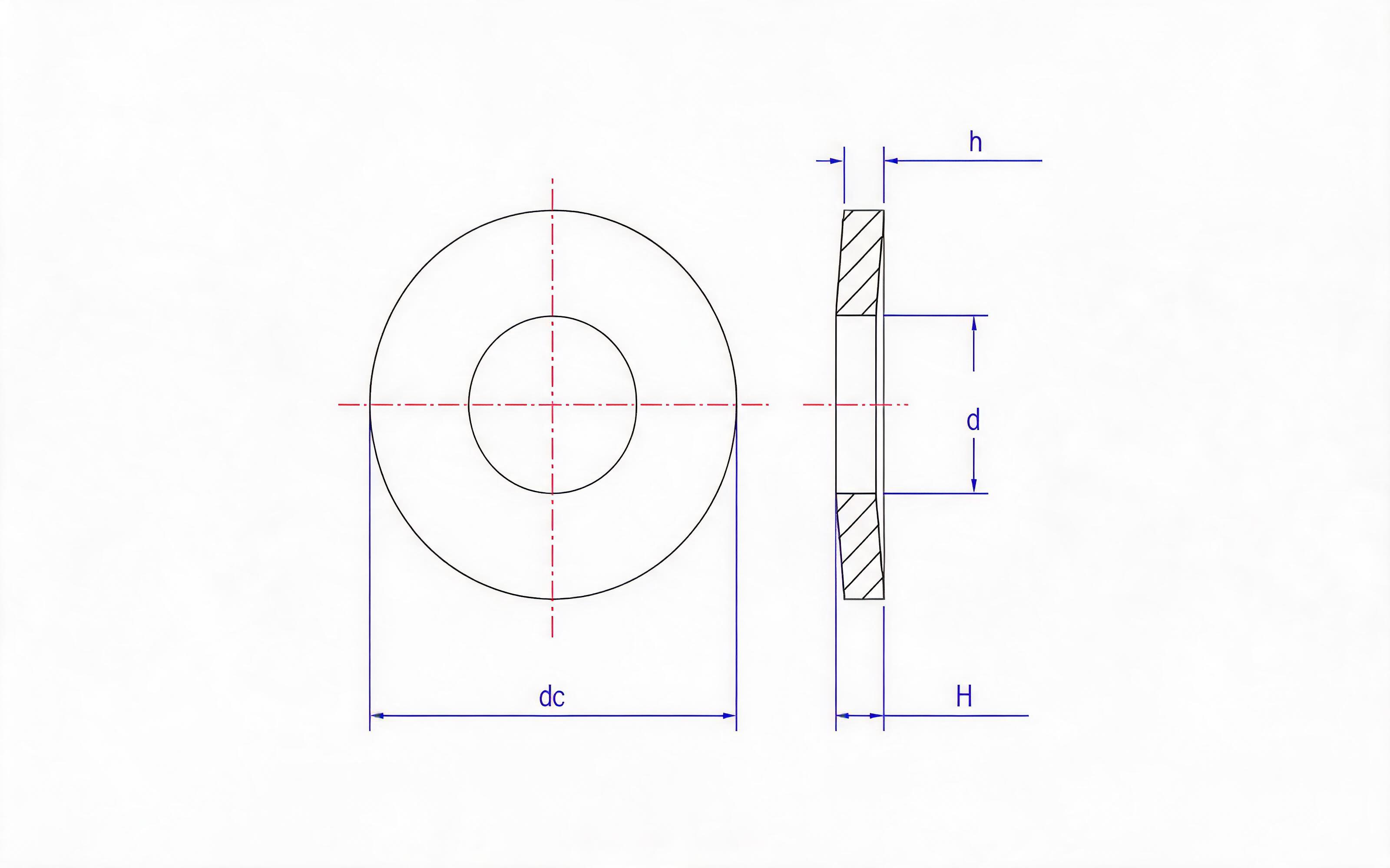 Belleville spring washer (h>6mm, d H13) Table A.2 Standard Drawing