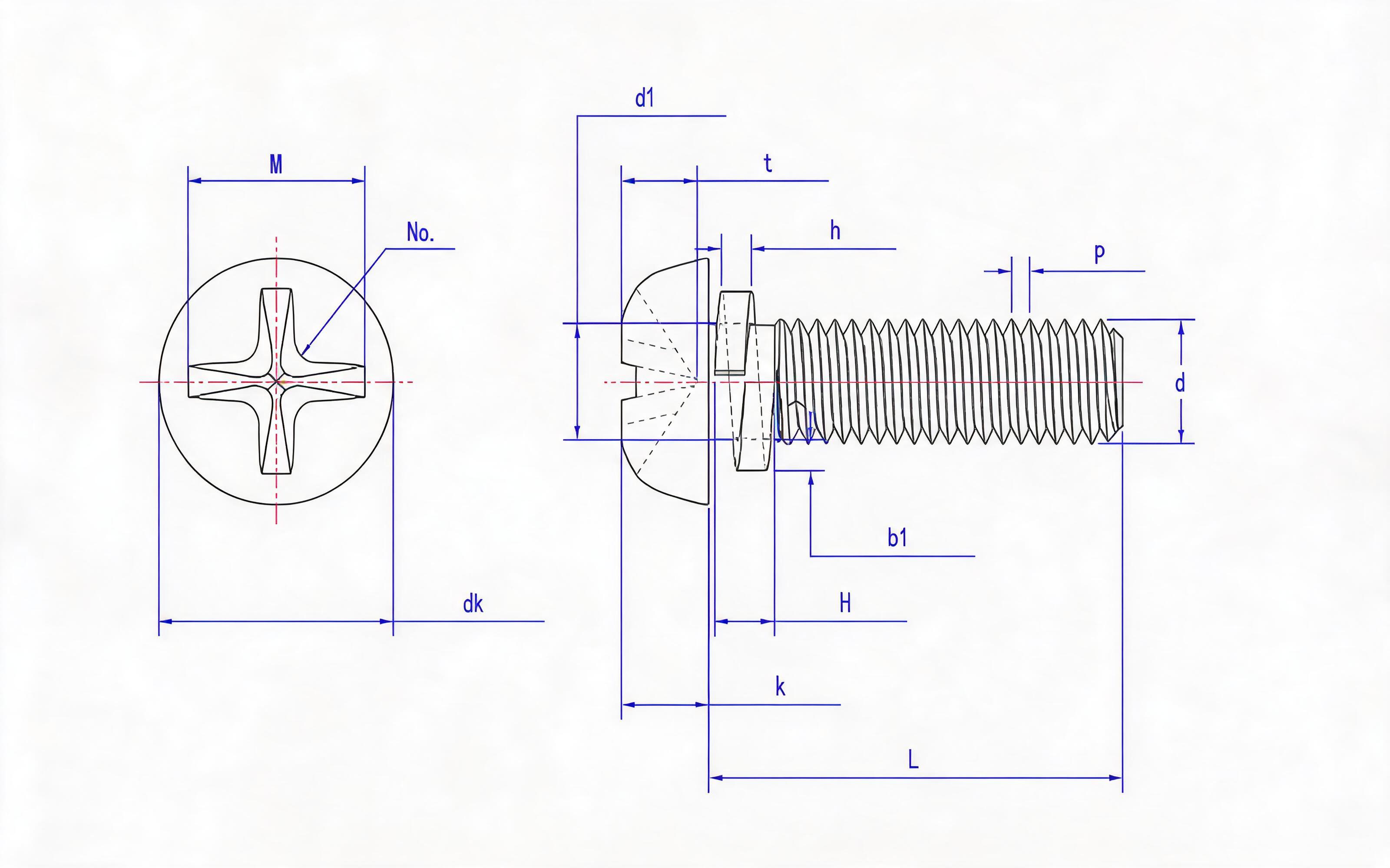 Combination of cross recessed panhead screw and spring washer Standard Drawing