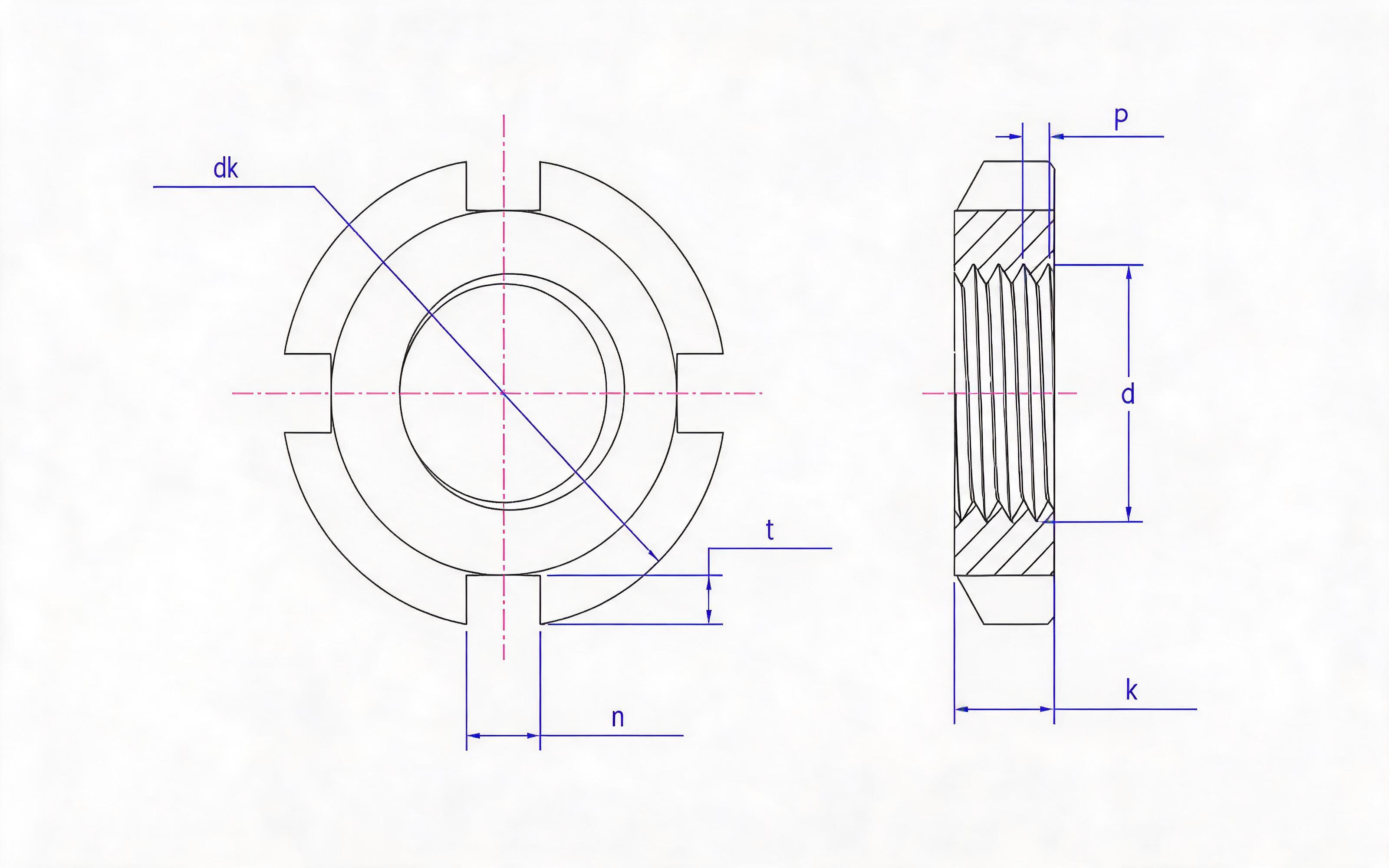 Lock nut for rolling bearing (Type 1) Standard Drawing