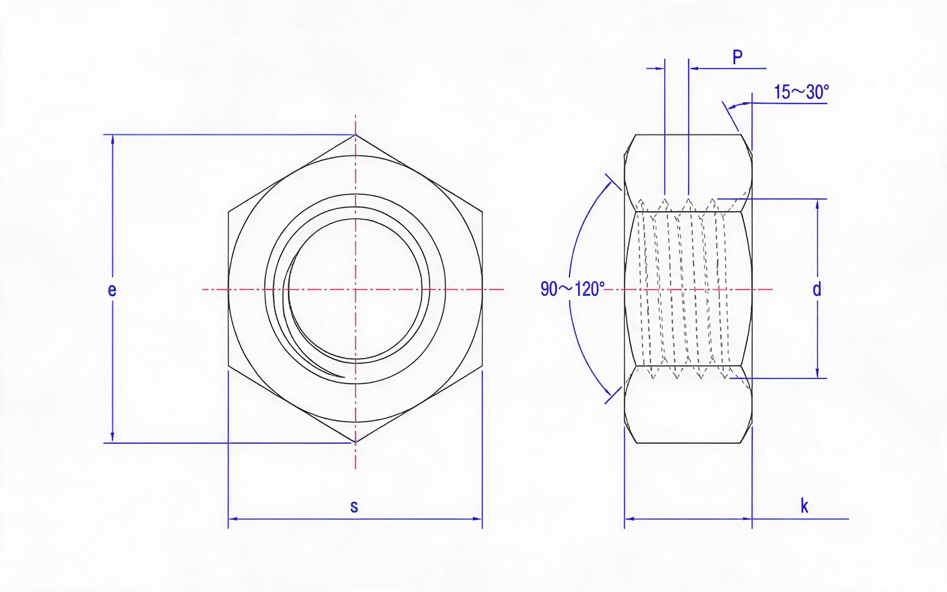 Type 1 hexagon nut Standard Drawing