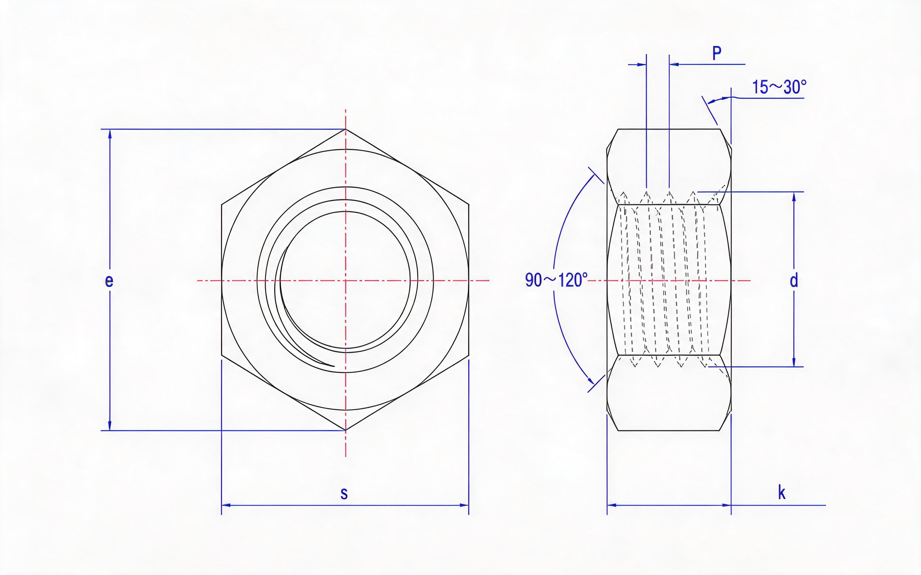 High Strength Large Hexagon Nuts for Steel Structures Grades 8 and 9 Standard Drawing